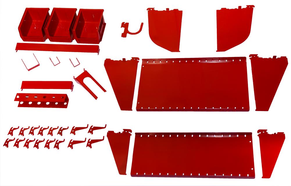 Wall Control KT-400-WRK R 27 -Piece Steel Pegboard storage kit in Red 2-in W x 2-in H