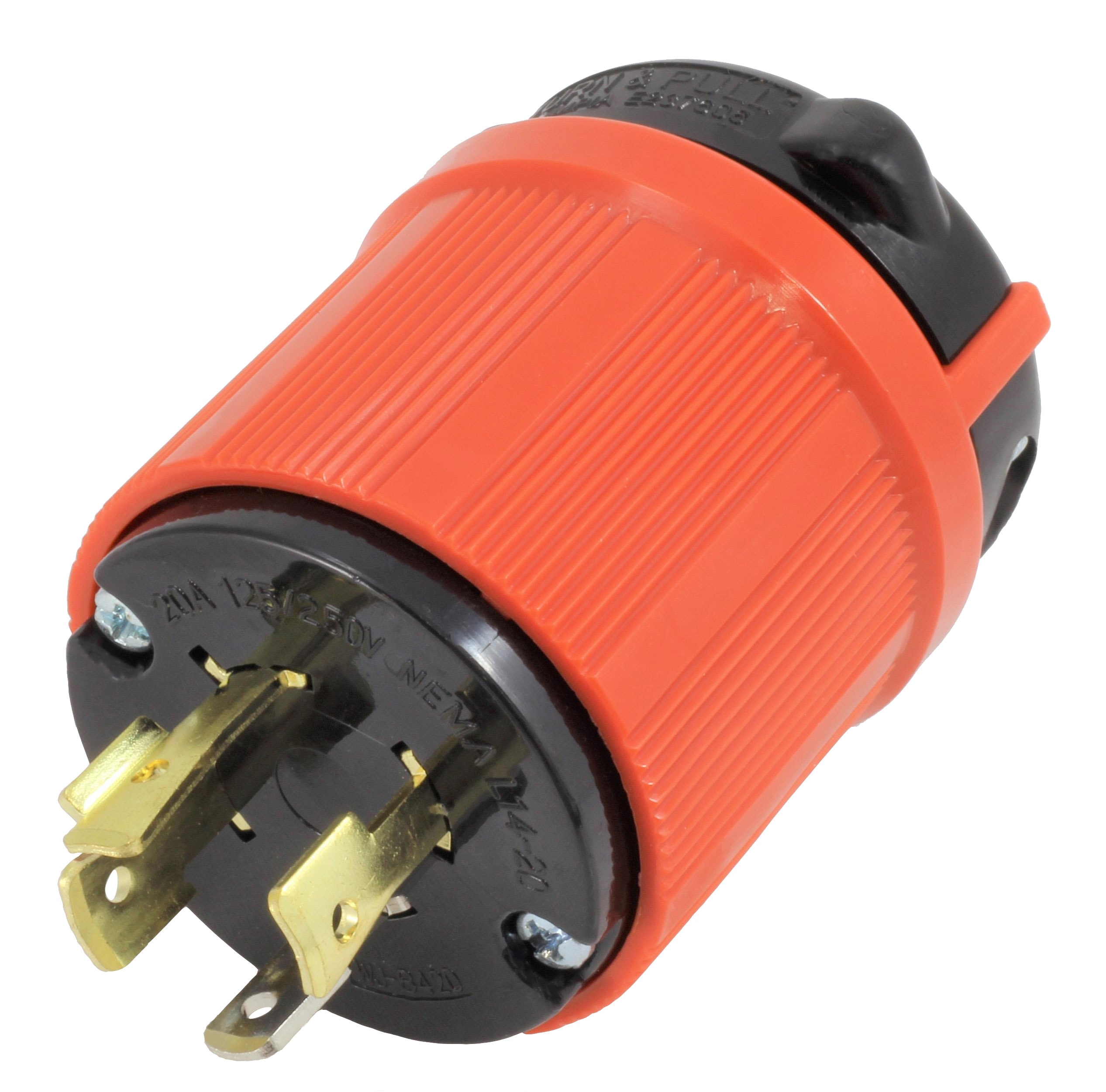 AC WORKS ASL1420P AC Connectors 20-Amp 125/250-Volt NEMA L14-20p 4-wire Grounding Heavy-duty Locking Plug, Orange