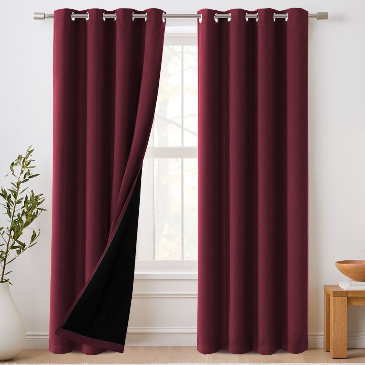 H.Versailtex - Premium Blackout Curtain Panel Pair Grommet Top 52 x 96 in Burgundy
