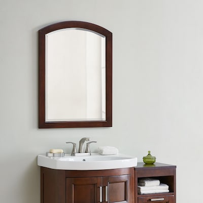 Style Selections Morecott 22 In W X 30 H Chocolate Arch Framed Bathroom Mirror The Mirrors Department At Com - What Size Mirror For My Bathroom Vanity