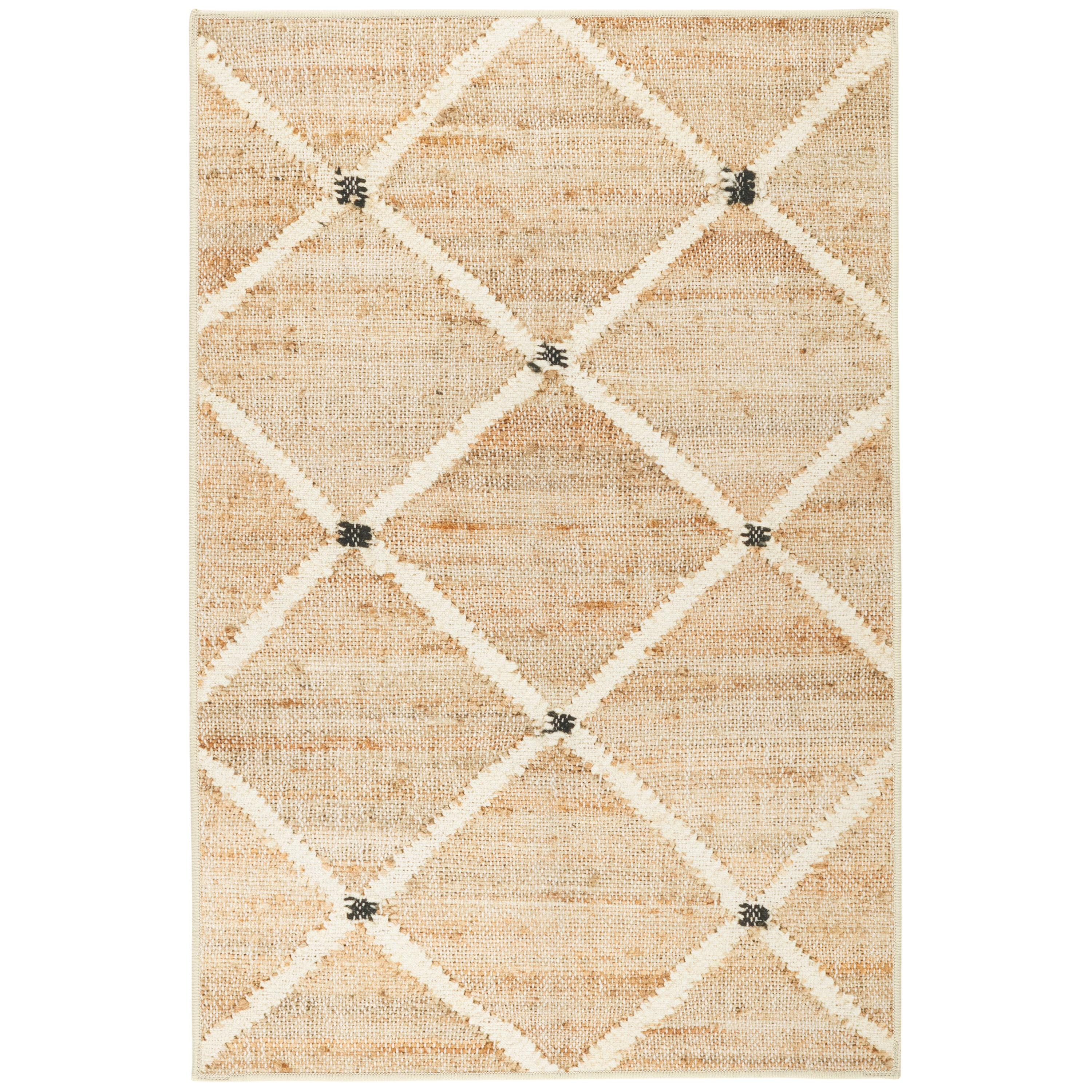 DASH & ALBERT DA2041-258 Polyester Natural Rectangular Indoor Geometric Coastal Machine washable Area rug
