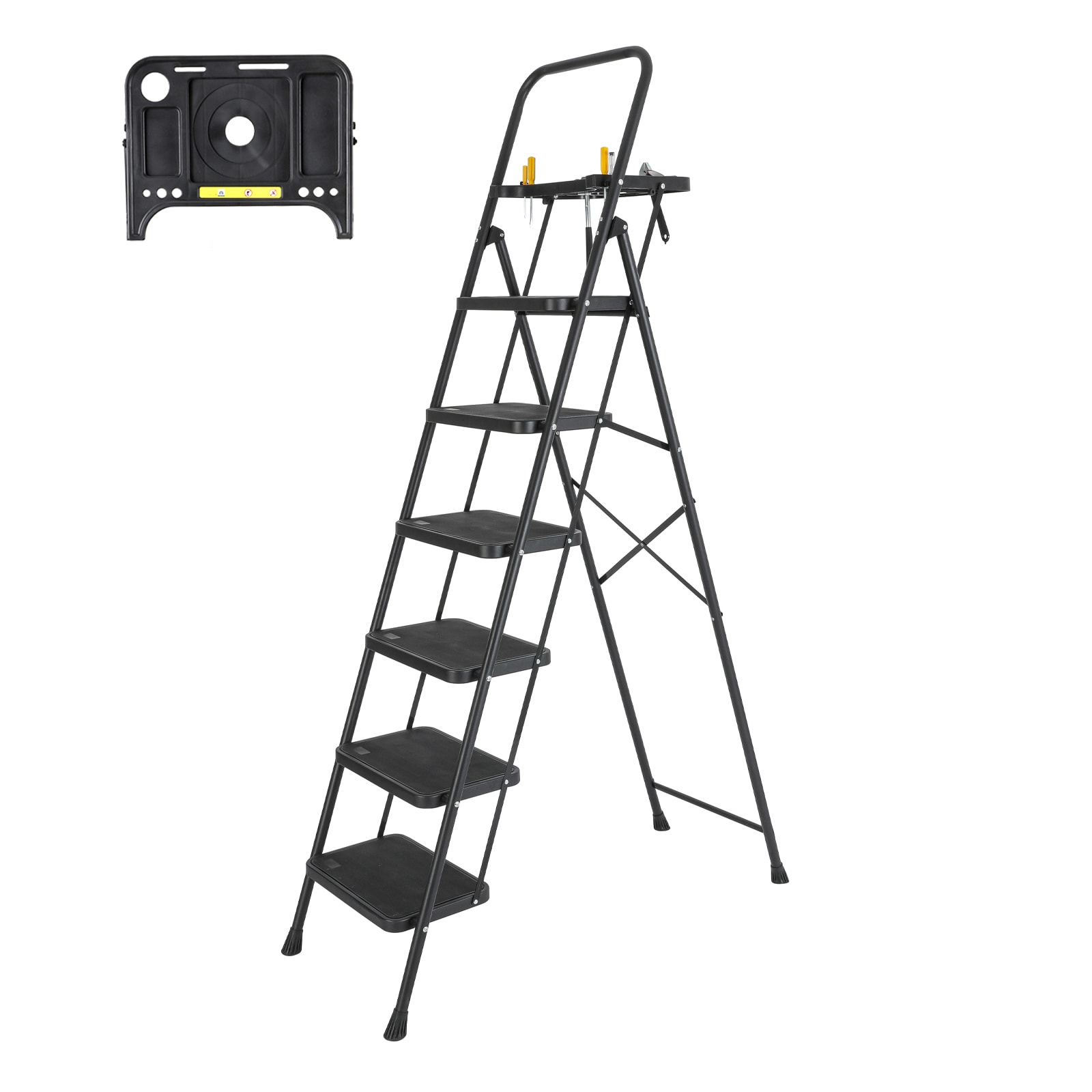 Flynama 6 -Step 330-lb Capacity Steel Foldable Step Stool