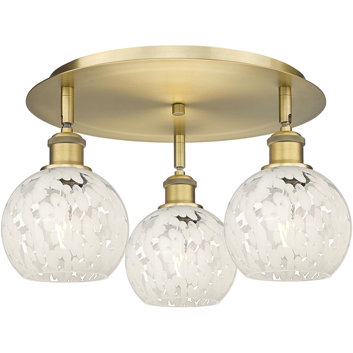 Innovations Lighting -  516-3C-BB-G1216-6WM Ballston White Mouchette Flush Mount Brushed Brass