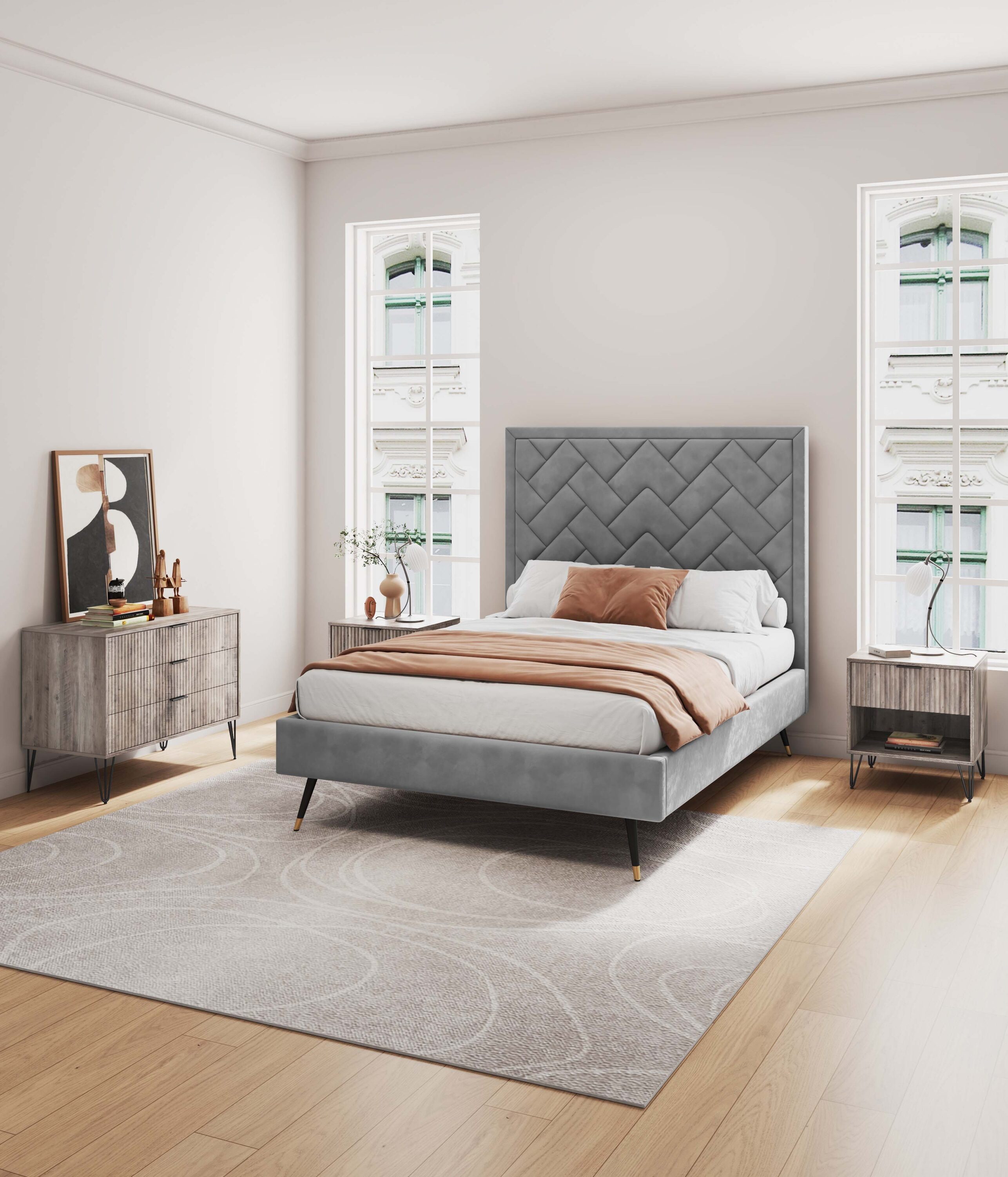 Manhattan Comfort 2-DB01-GY Rustic Grey 4 -Drawer Standard dresser
