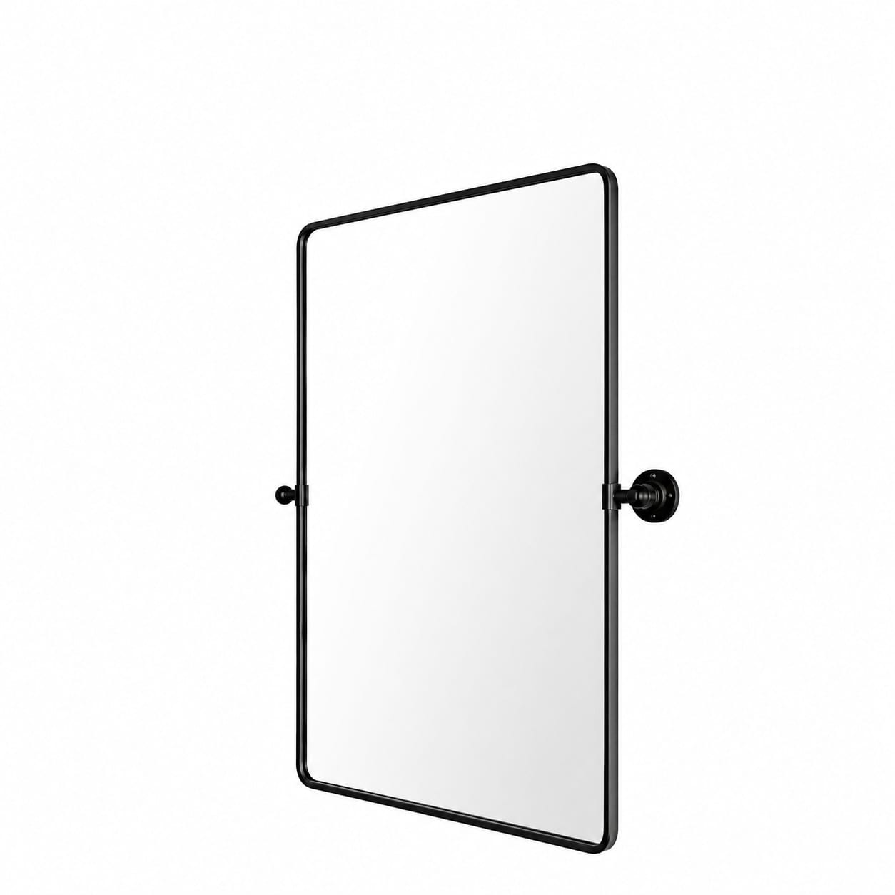 Aoibox  19 in W x 24 in H Matte Black Rectangular Pivot Frameless Look Wall Mirror Beveled Vanity Mirror for Bathroom Use