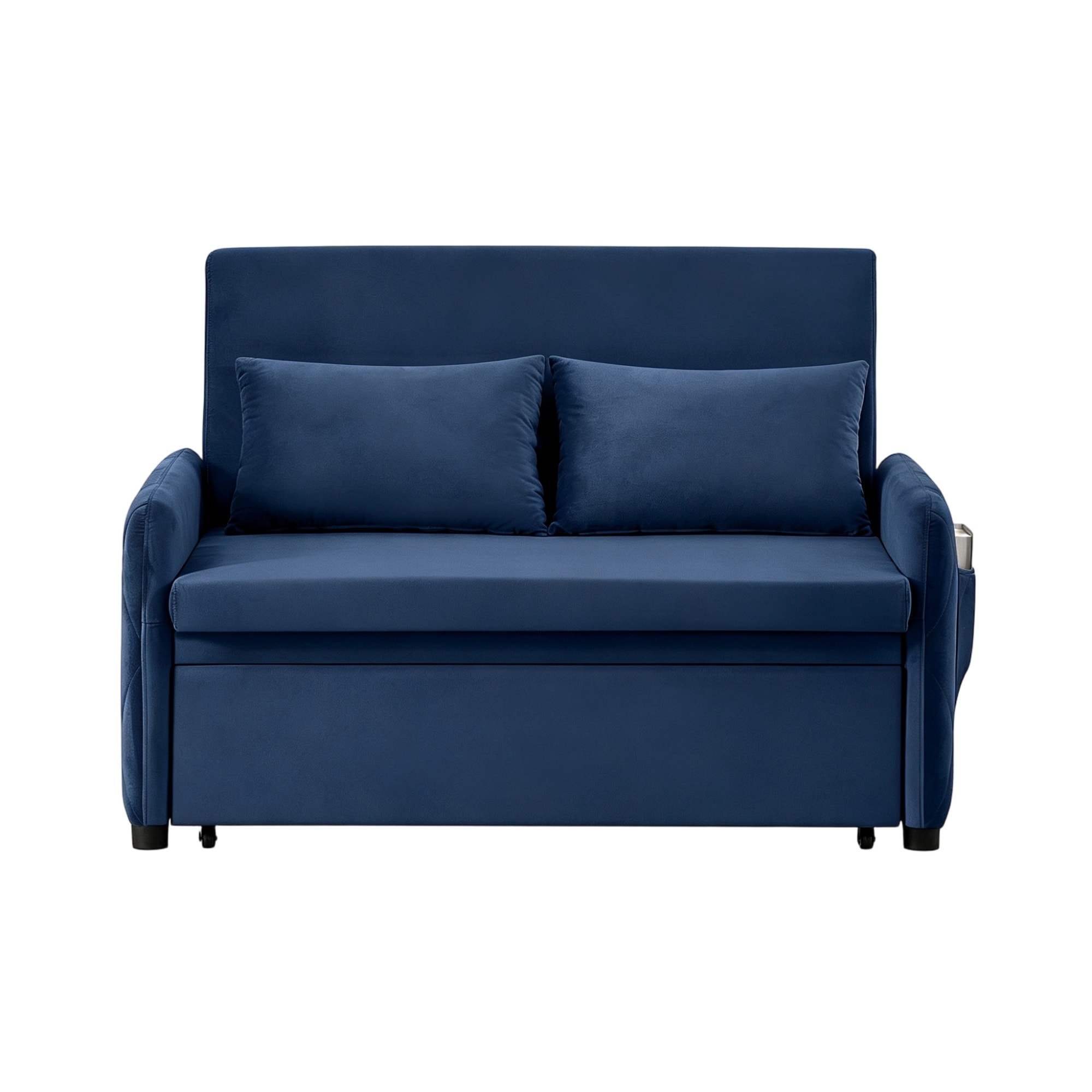 Bybafun 2 Seat Blue Casual Velvet Sofa bed