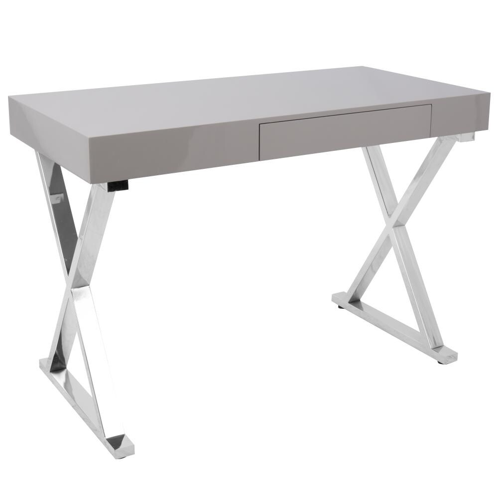 LumiSource Luster 43.25 in Gray Modern Contemporary Rubberwood Computer Desk at Lowes