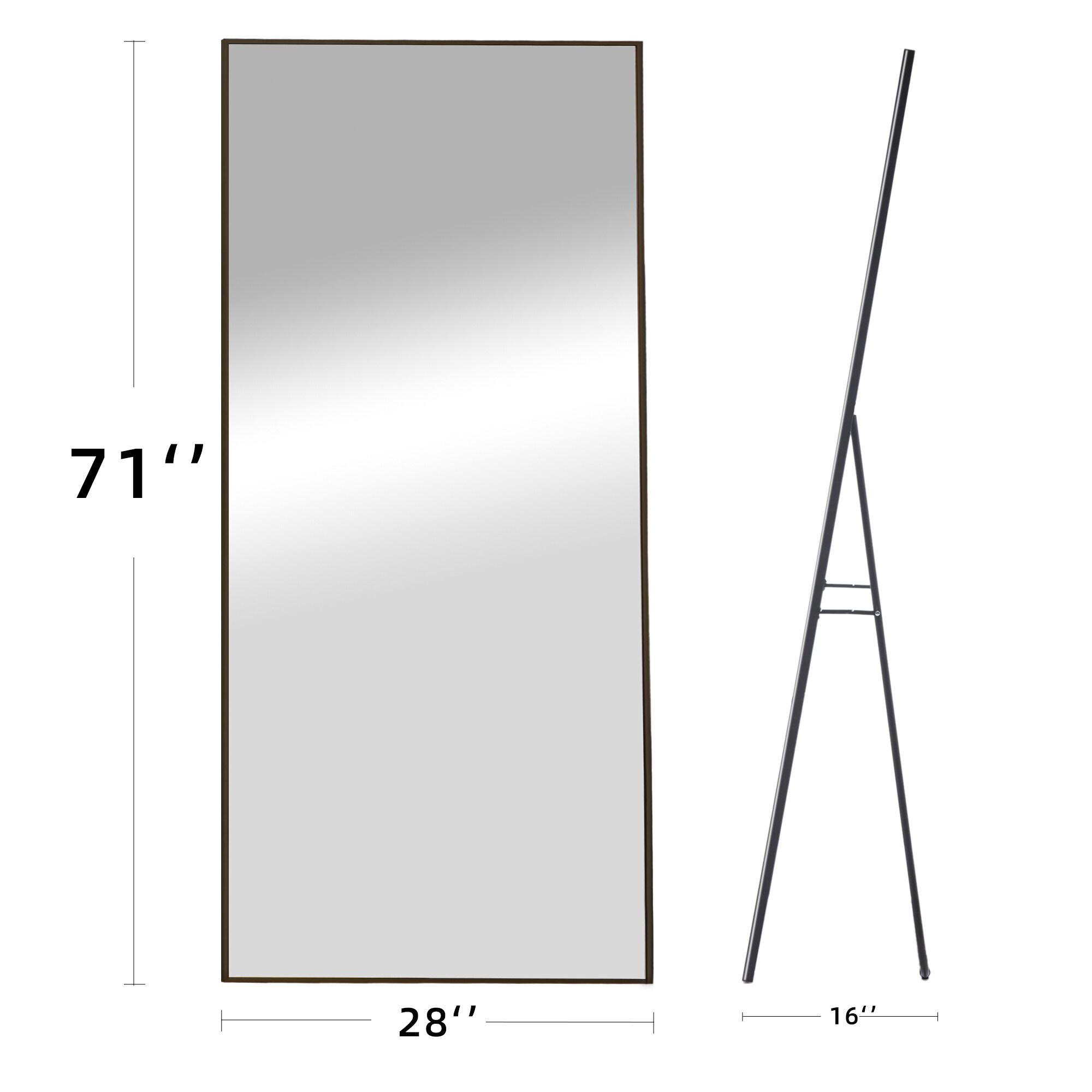 Gaierptone 28-in W x 71-in H Black Framed Full Length Floor Mirror at ...