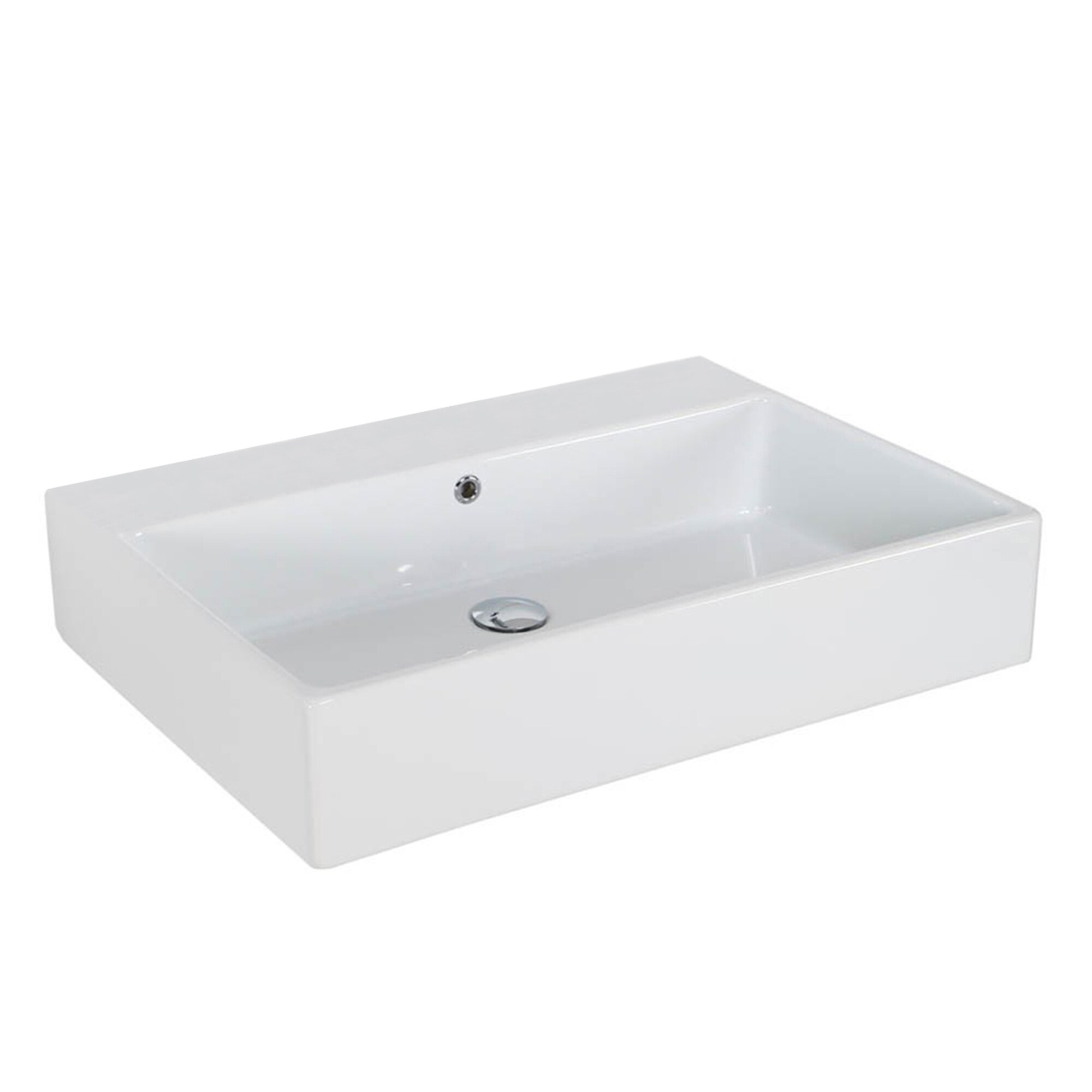 WS Bath Collections SIMPLE 70.50A.00 Simple Ceramic Wall-mount Rectangular Modern Ceramic white Bathroom Sink ( 27.6-Inches x 19.7-Inches )