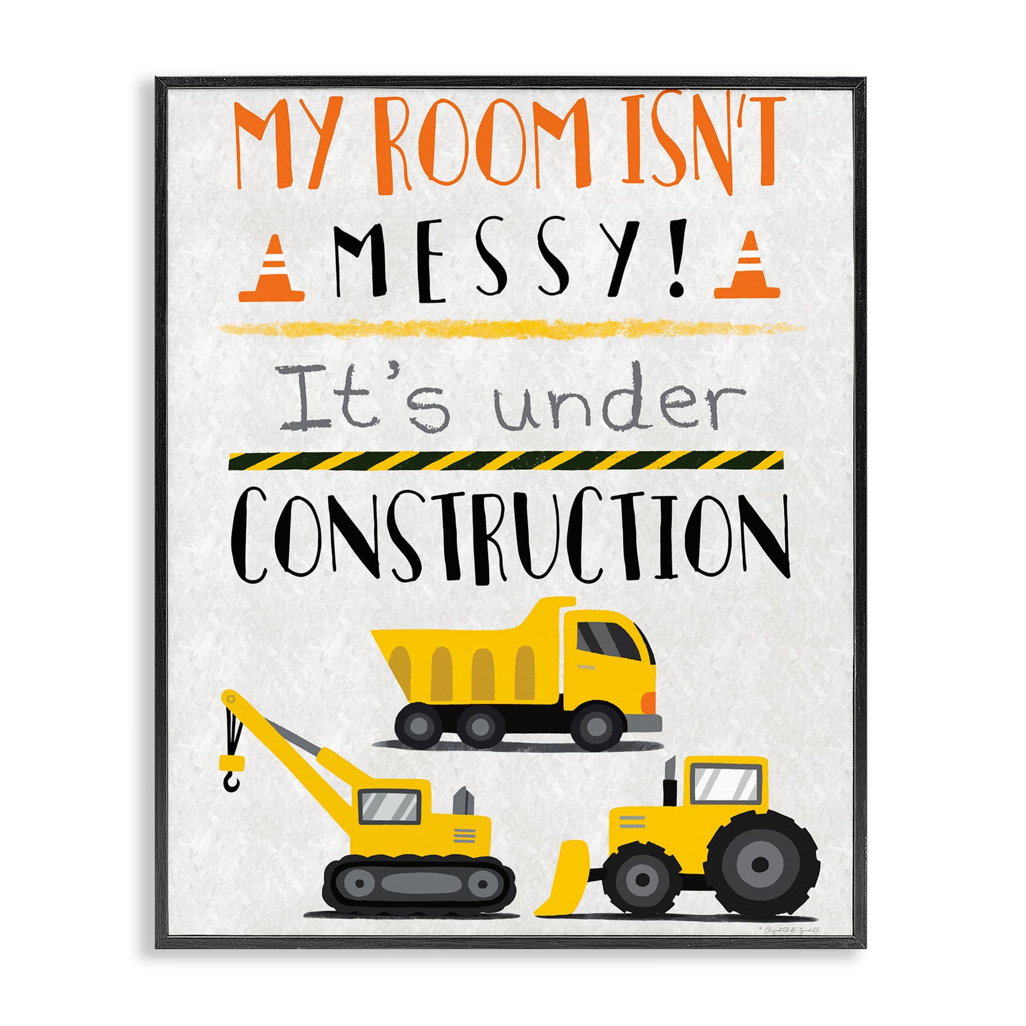 Stupell Industries BT-606-FR-24X30 Under Construction Not Messy Black Framed Giclee Art By Elizabeth Tyndall 24 x 30