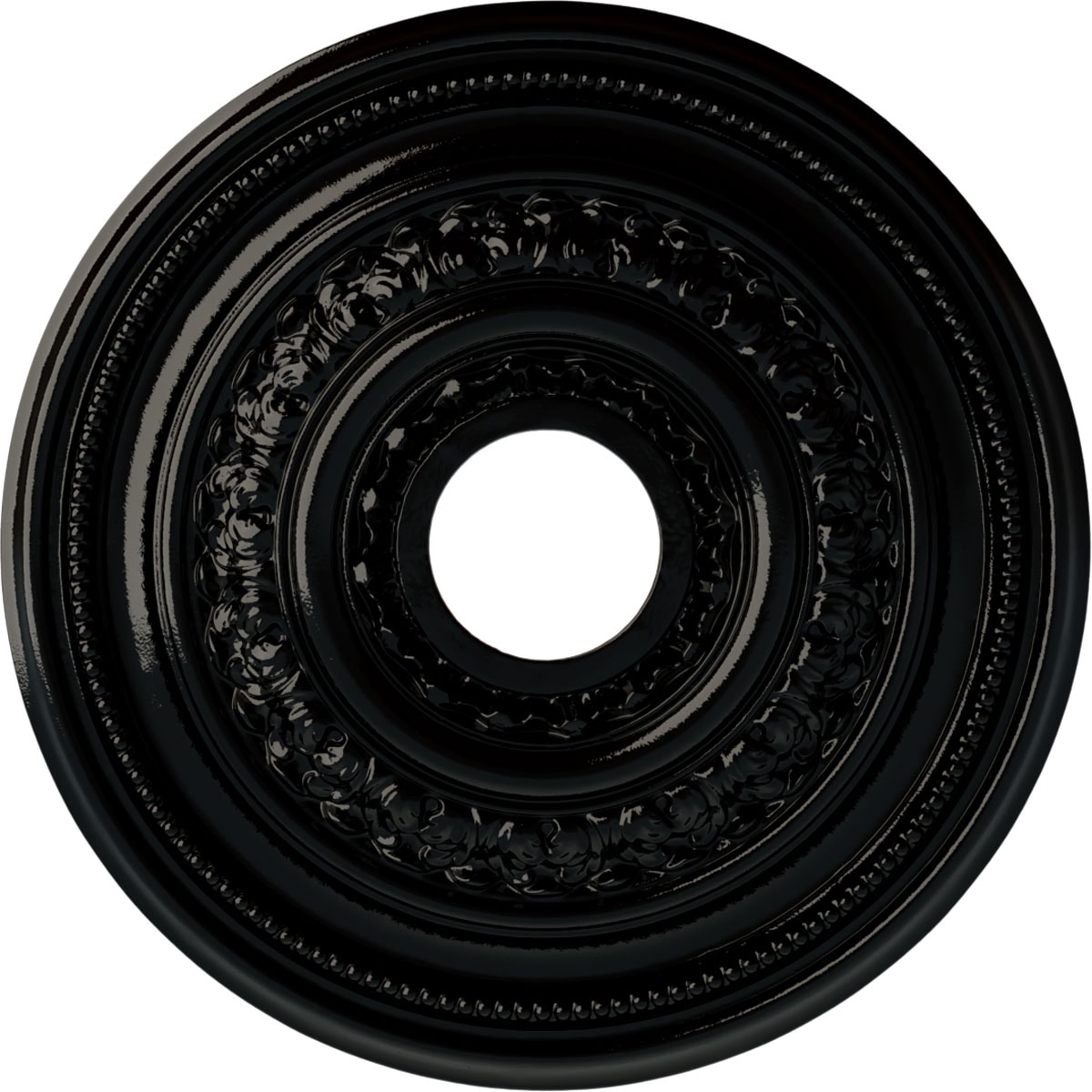 Ekena Millwork CM17OLBPS Orleans 17.625-in W x 17.625-in L Painted Black Pearl Polyurethane Whole Ceiling Medallion