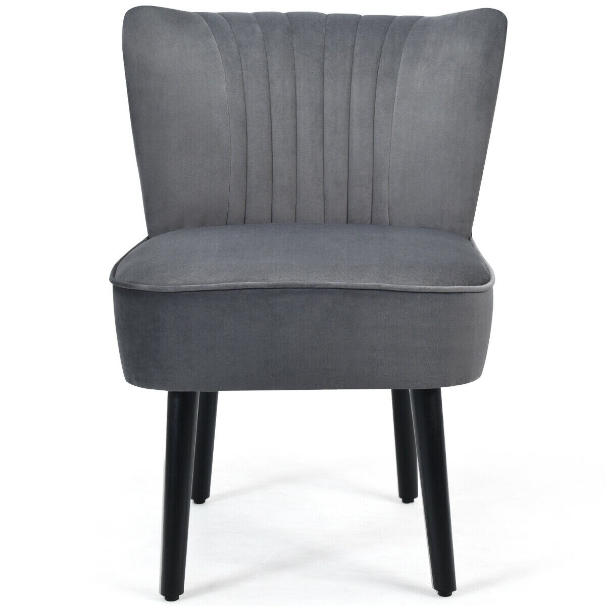Parsons Gray Velvet Armless Accent Chair with Wood Legs