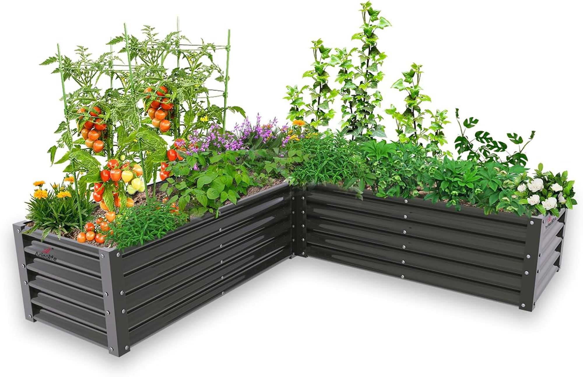 Runesay QCGABED04-05 30.75-cu ft 74-in W x 74-in L x 18-in H Gray Galvanized Metal Raised Garden Bed