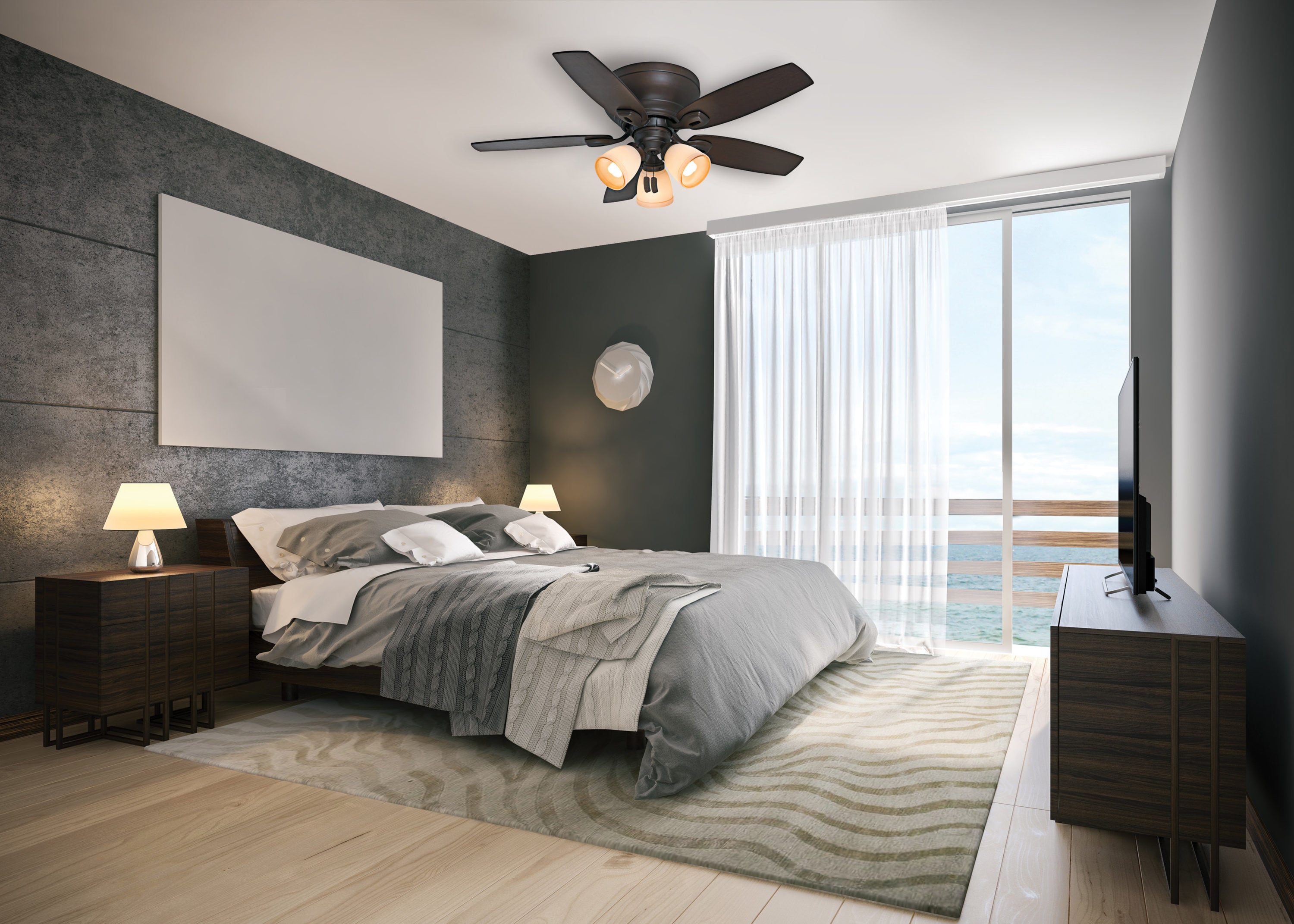 Maiden Bronze 44" Low Profile Ceiling Fan with Lighting
