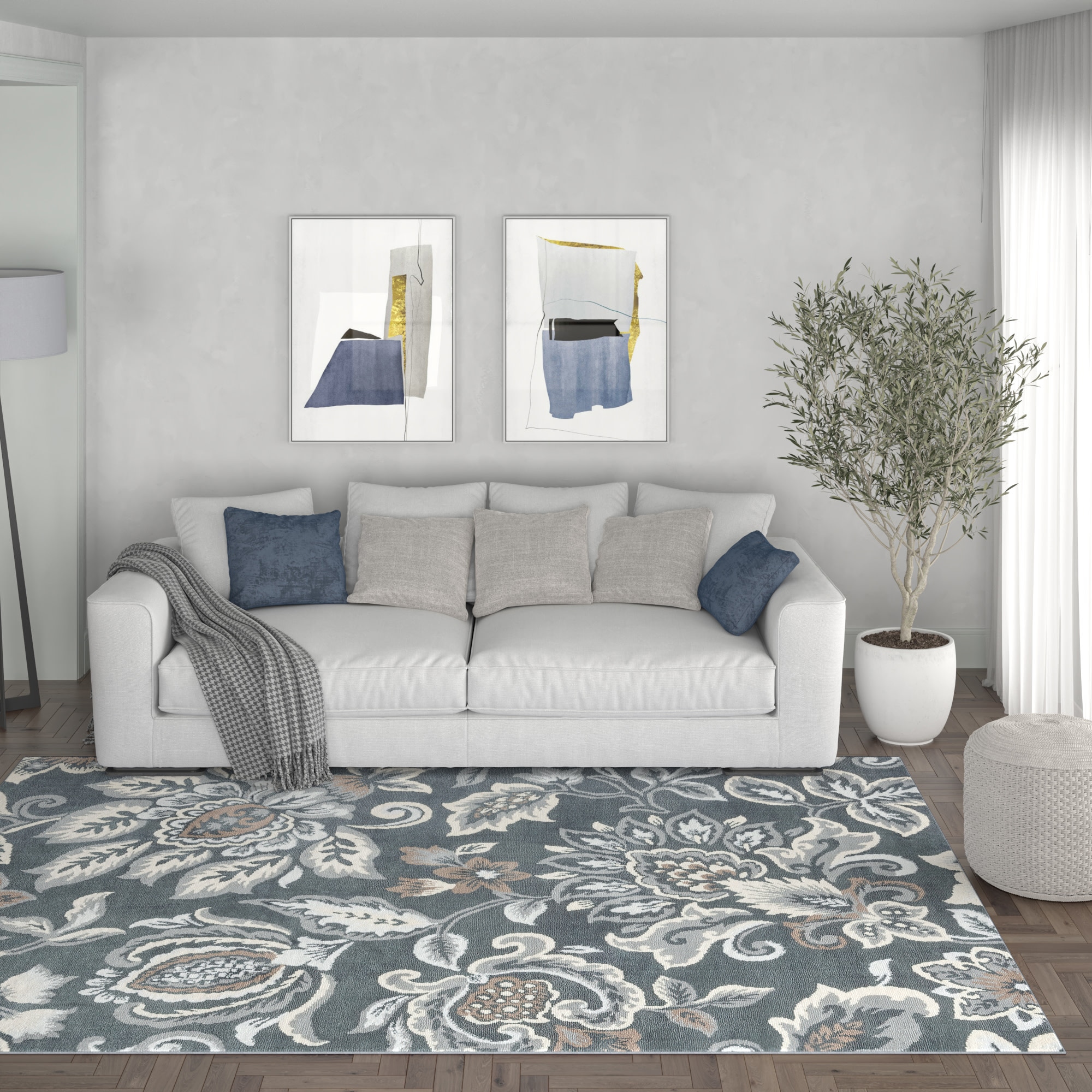 Tayse MDN4241 9X13 Madison 9 x 13 (ft) Loomed Polypropylene Dark Gray Rectangular Indoor Area rug