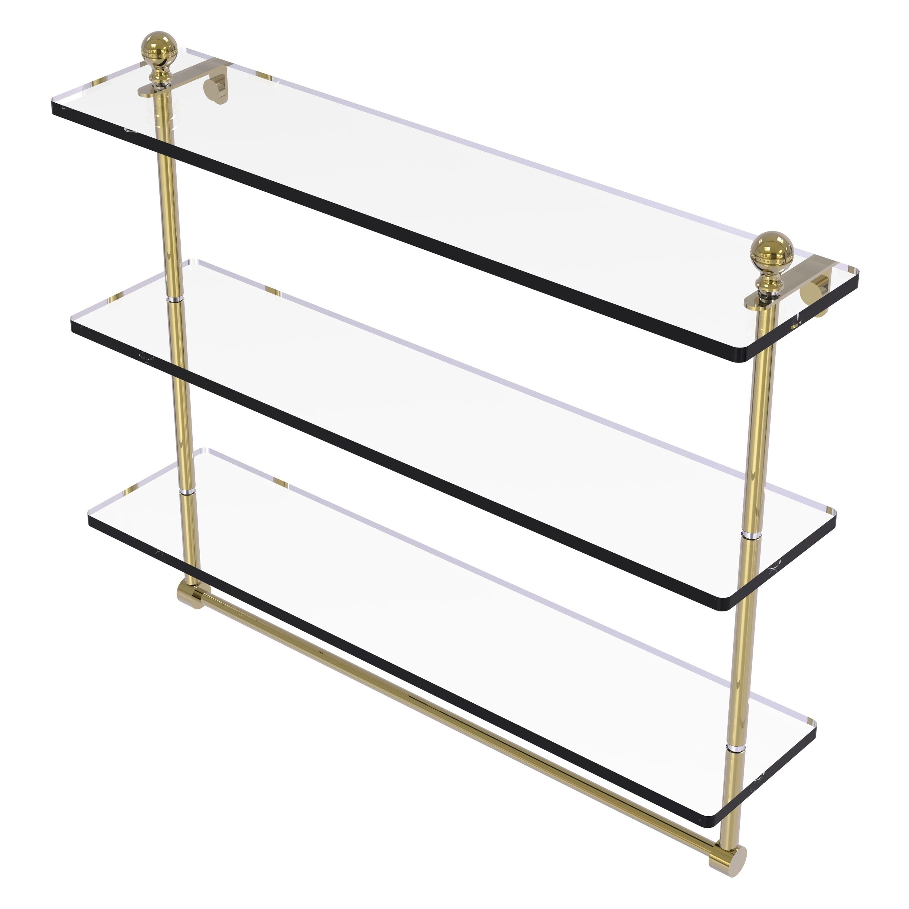 Allied Brass MA-5/22TB-UNL Mambo Unlacquered Brass 3 -Tier Wall mount Bathroom Shelf ( 22-in x 18-in x 5-in )