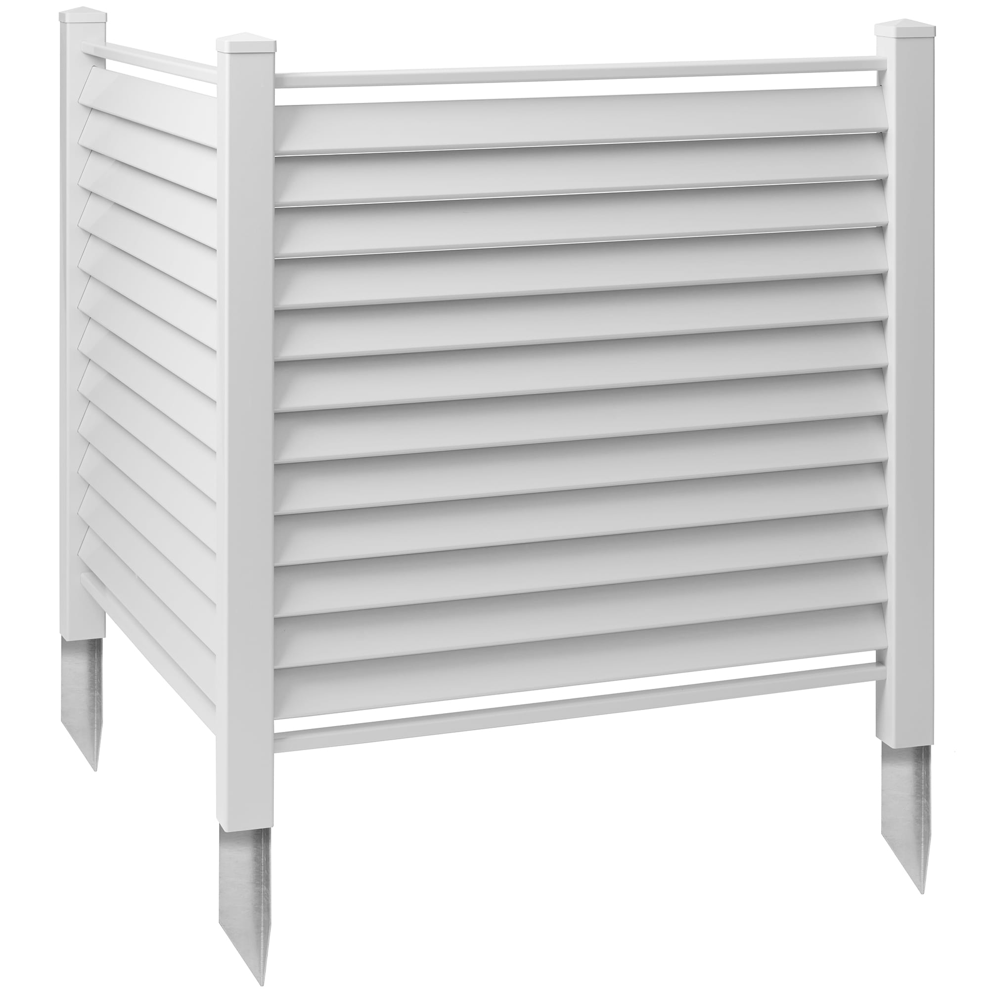 Casafield PAT-ENC-A85-L48W 48 x 48-in Louvered Privacy Screen Vinyl Fence Panel for AC - WHT