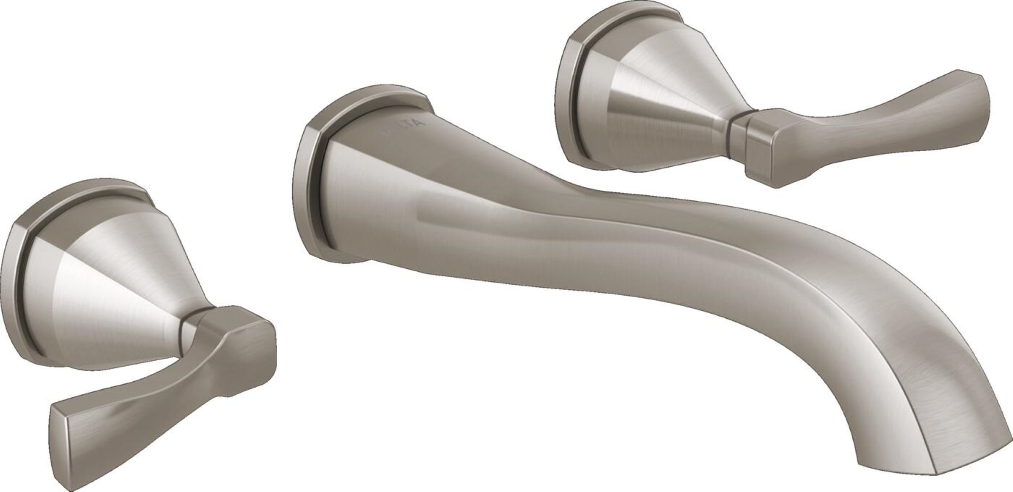 Delta T3576LF-SS-PR-WL Stryke Lumicoat Stainless Wall-mount 2-handle WaterSense Low-arc Residential Handle Bathroom Sink Faucet