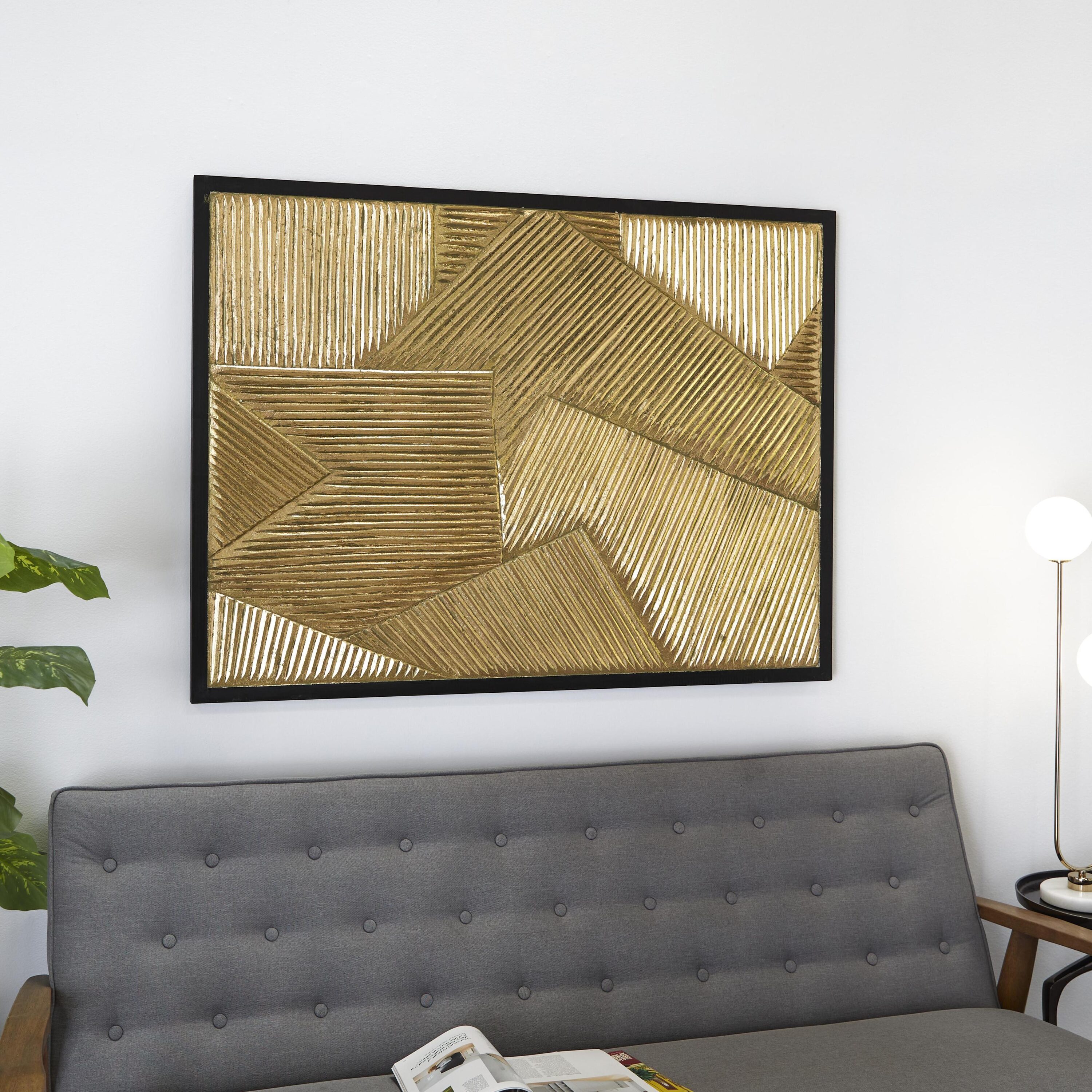 Grayson Lane 74615 48-Inches W x 36-Inches H Wood Geometric Carved Radial Abstract Wall sculpture