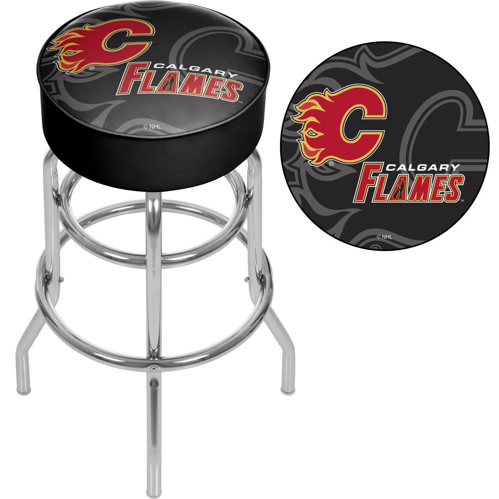 NHL Calgary Flames Fans Style 4 Logo Black And Brown Leather