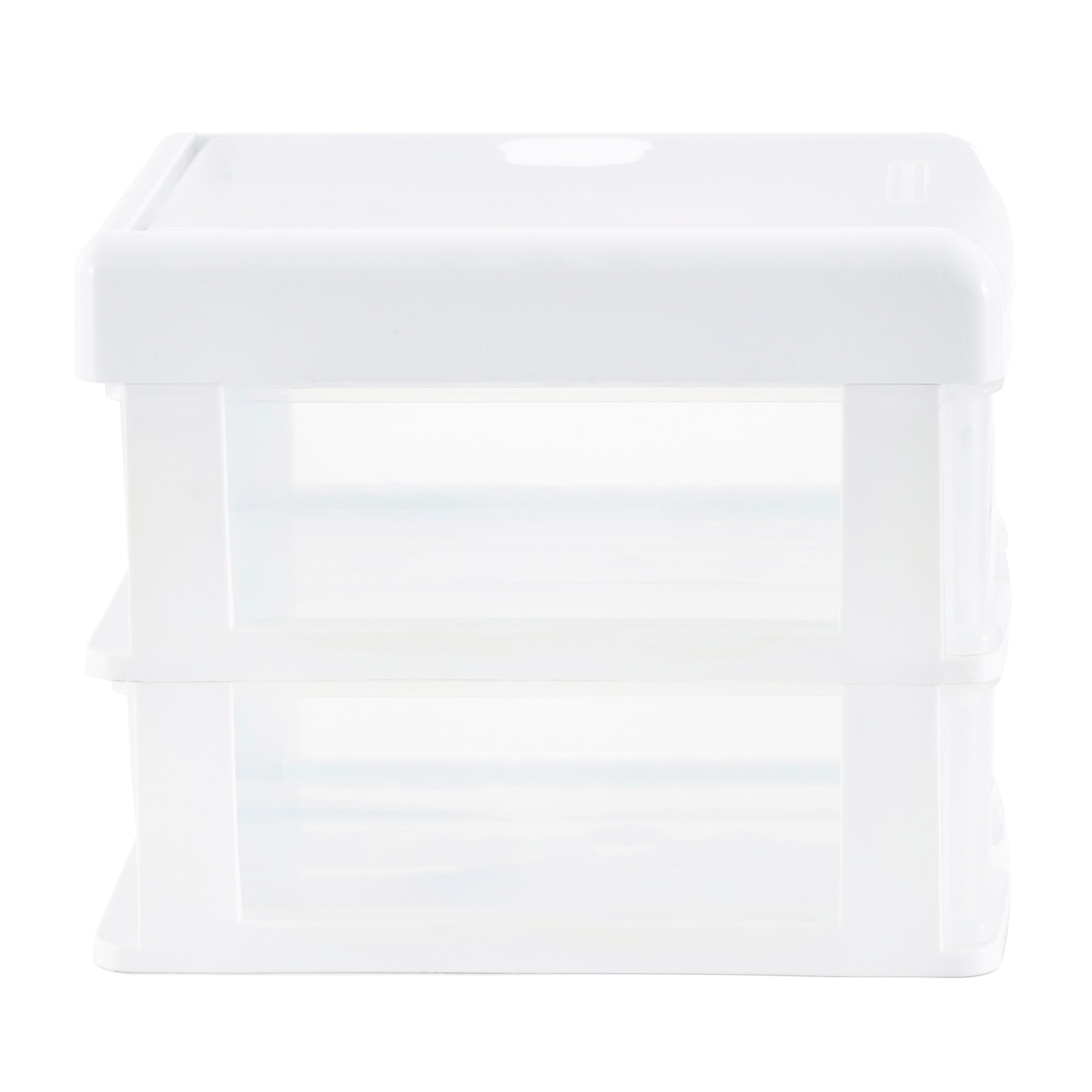 White Clear Plastic 2-Drawer Desk Organizer with Flip Top