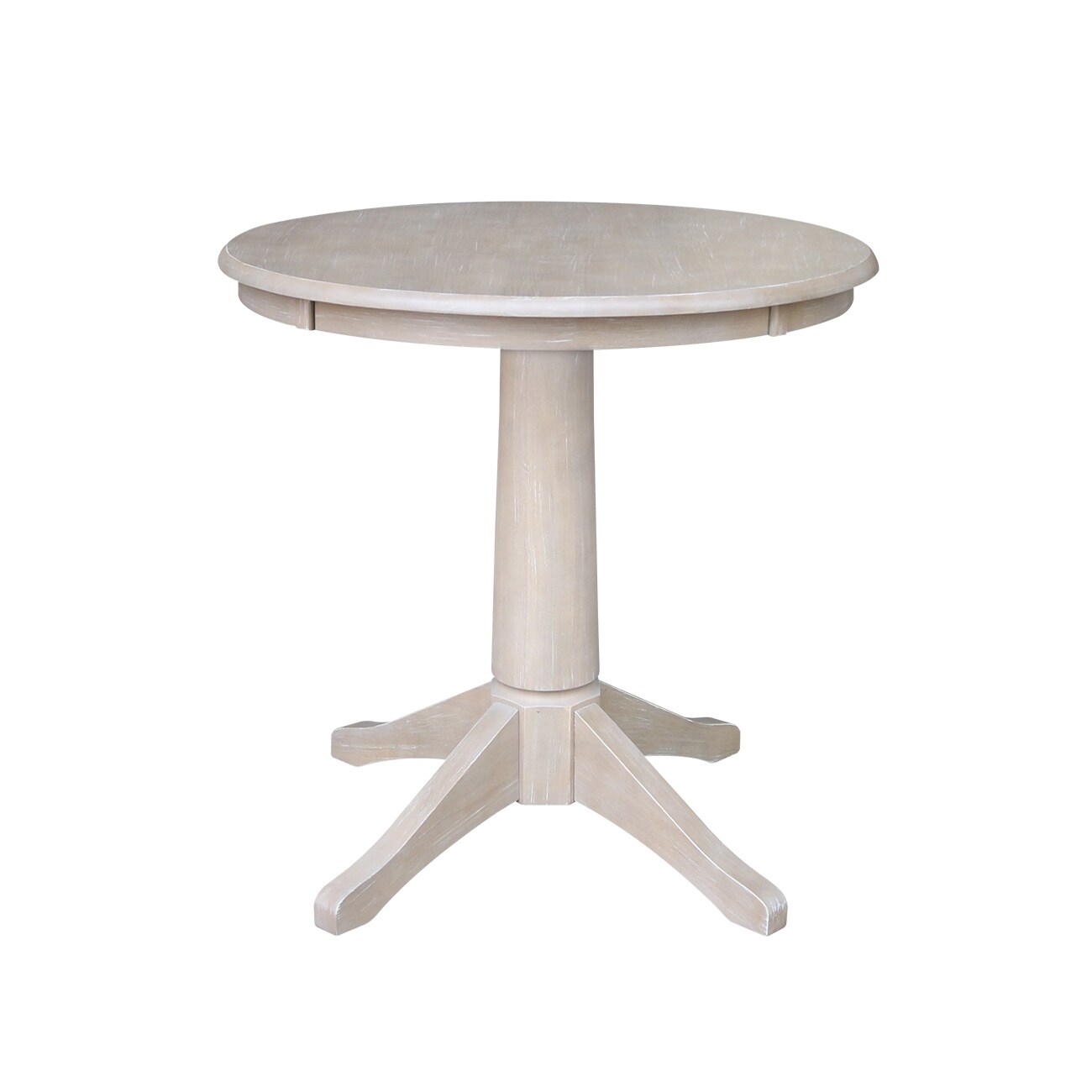 International Concepts K09-30RT-27B Washed Gray Taupe Round Traditional Dining Table, Wood with Washed Gray Taupe Wood Pedestal Base 30-in L x 29.9-in H