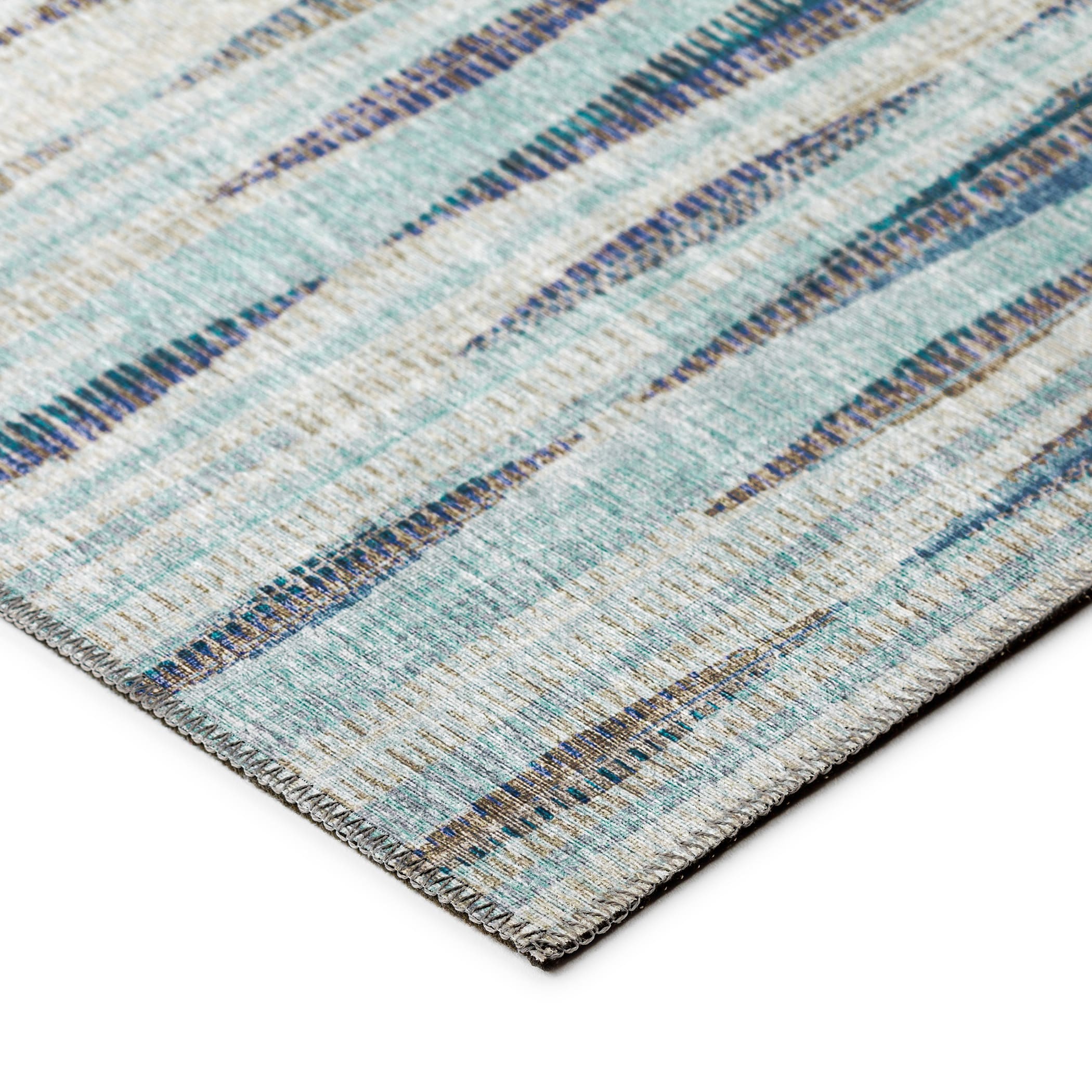 Ocean Stripe 8' x 10' Washable Synthetic Area Rug