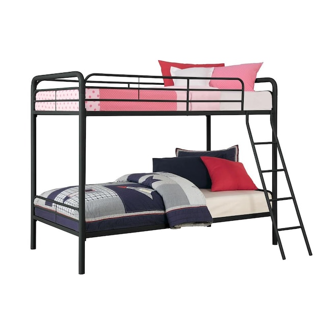 Dhp Elen Black Twin Over Bunk Bed, Twin Bunk Bed Mattress Size