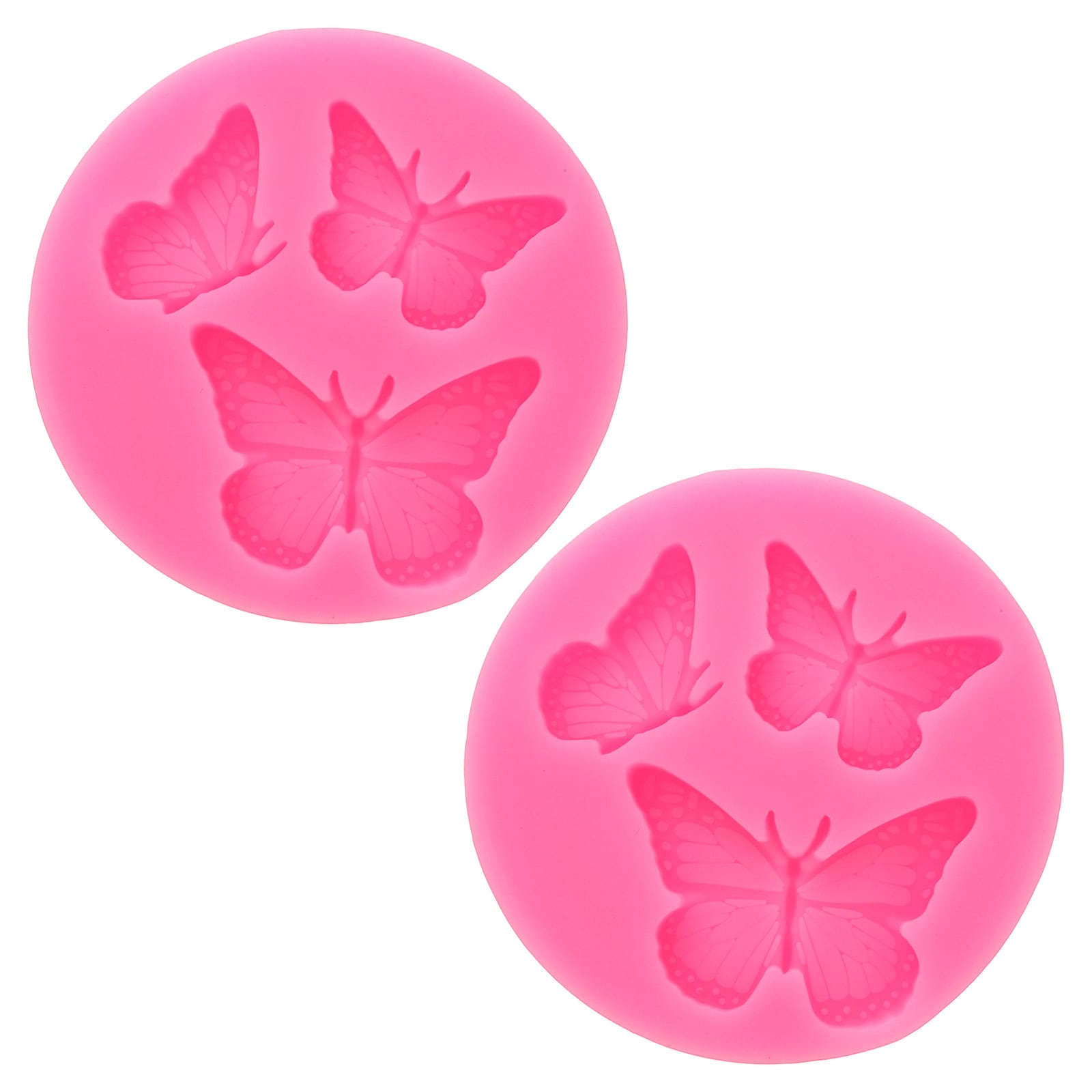 PATIKIL 2pcs Polymer Clay Mould Clay Mould Fondant Mould 3 Butterfly Mould Silicone Rose for Crafts Air Dry DIY Cakes Chocolate Candy Sugar Baking Pink