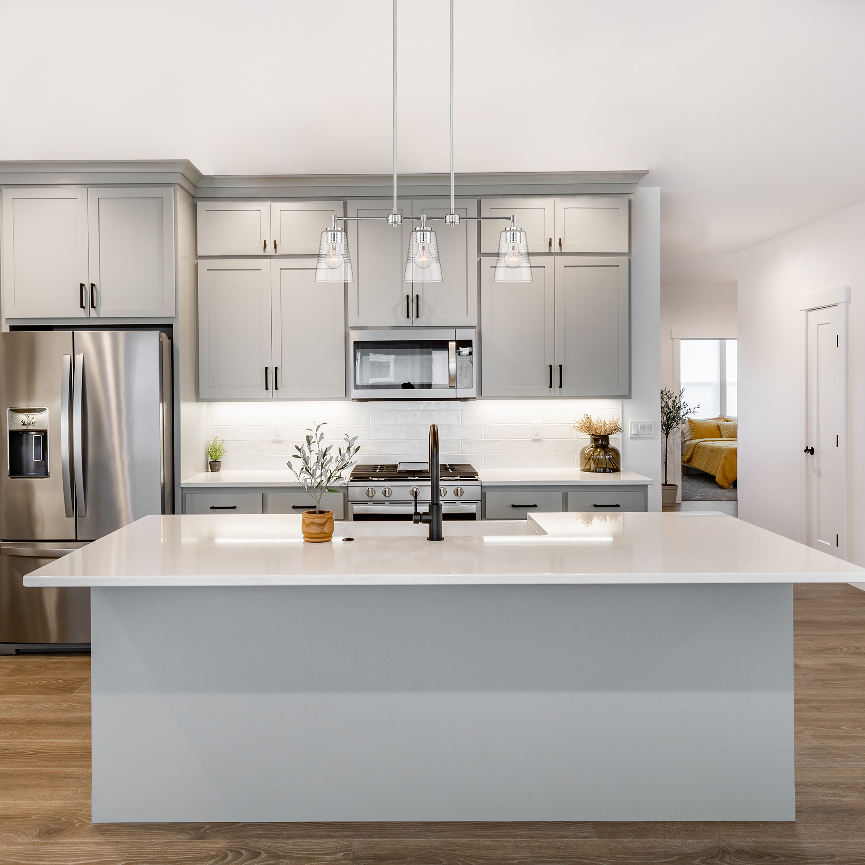 Ingo Urban Chic 30" Polished Nickel Island Pendant with Clear Glass