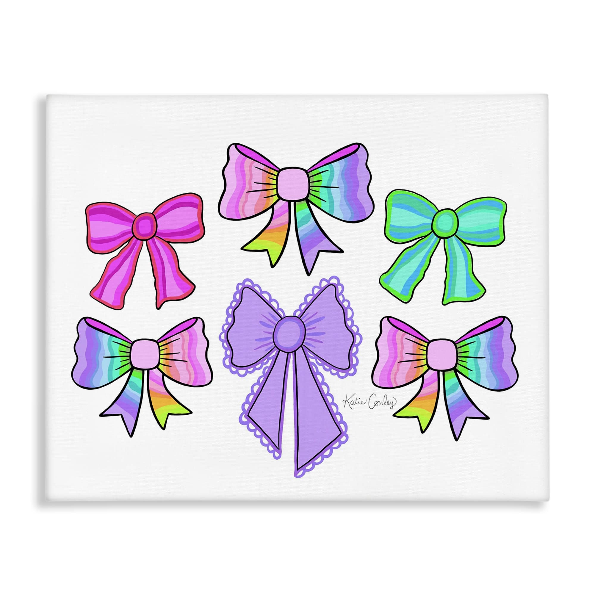 Stupell Industries BS-752-CN-36X48 Playful Bowtastic Ribbons Canvas Wall Art By Katie Conley 48 x 36