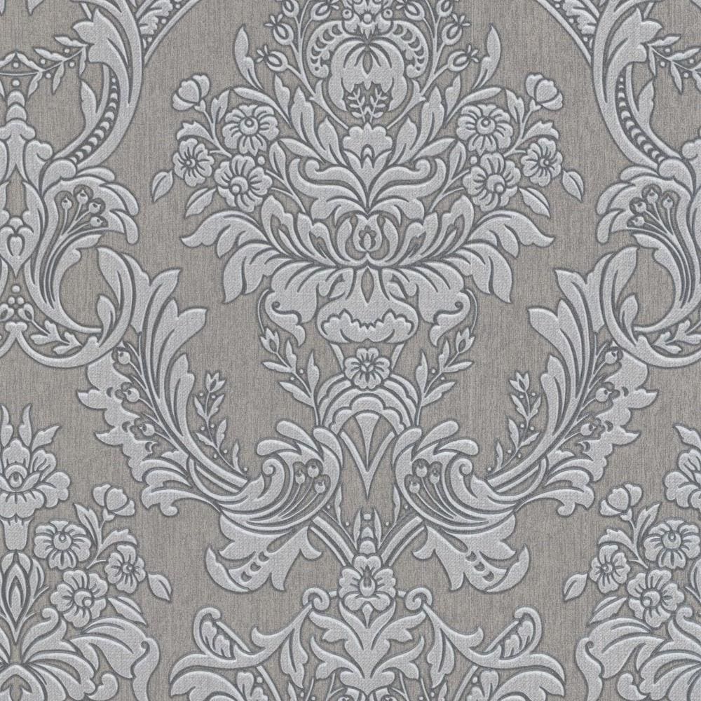 Graham & Brown Art Decor Grey Vinyl Textured Damask Wallpaper in the ...