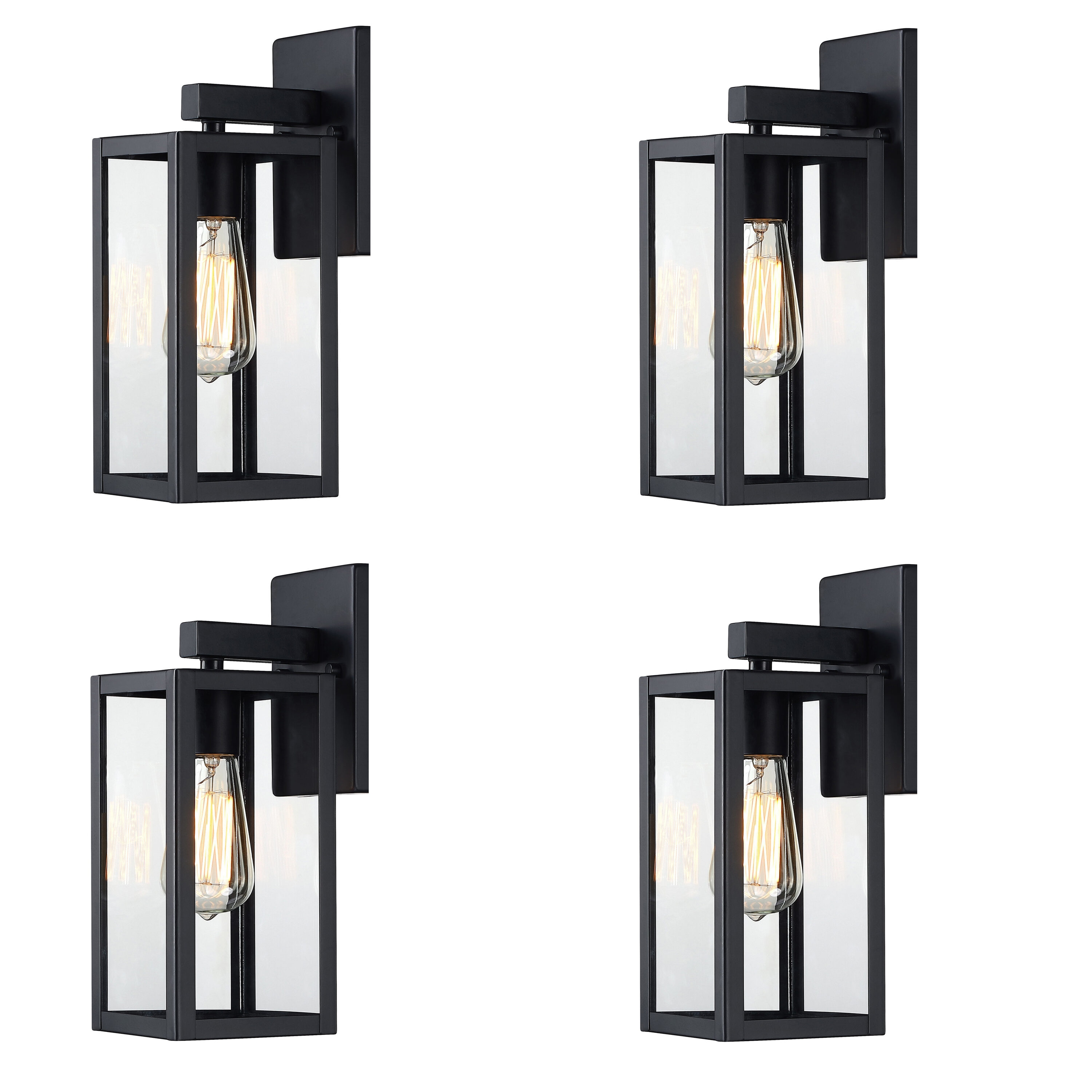 Hukoro 4-Pack 1-Light 13-in H Matte Black Outdoor Wall Light 2FL19062 ...