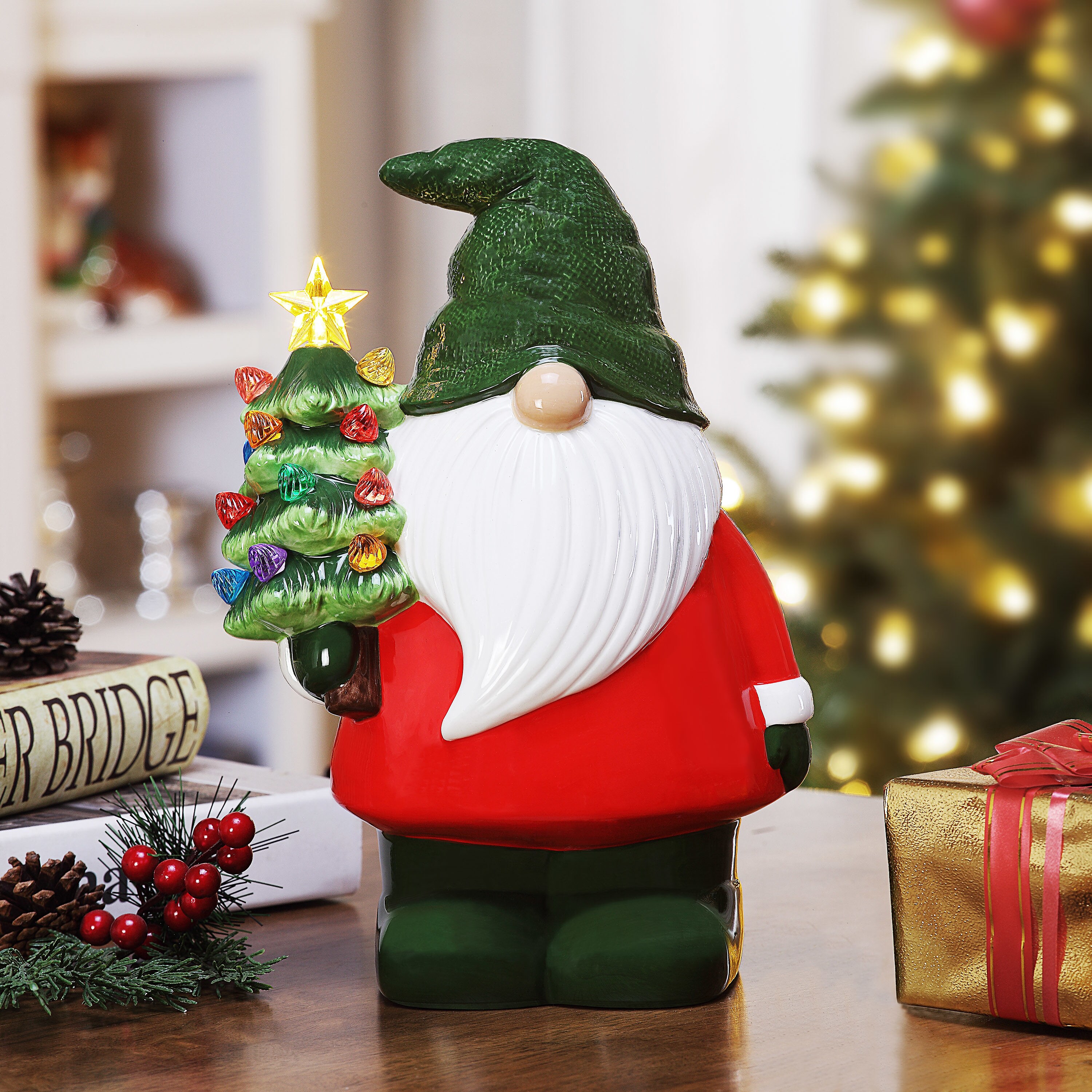 Mr. Christmas 12-in Lighted Figurine Gnome Battery-operated Christmas Decor  in the Christmas Decor department at