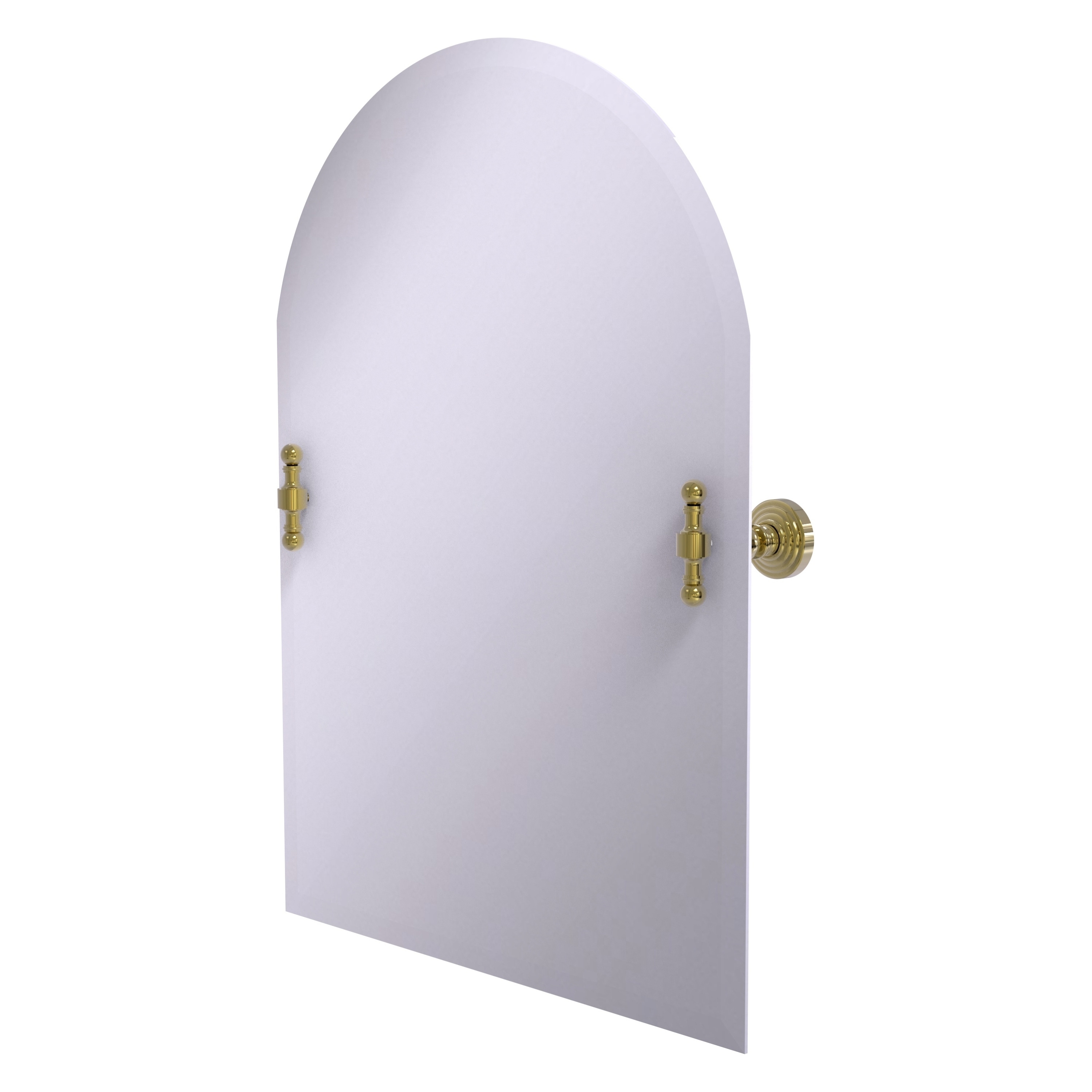 Allied Brass RW-94-UNL Retro Wave 21-Inches x 29-Inches Beveled Frameless Arch Tilting Bathroom Vanity Mirror ( Unlacquered Brass )
