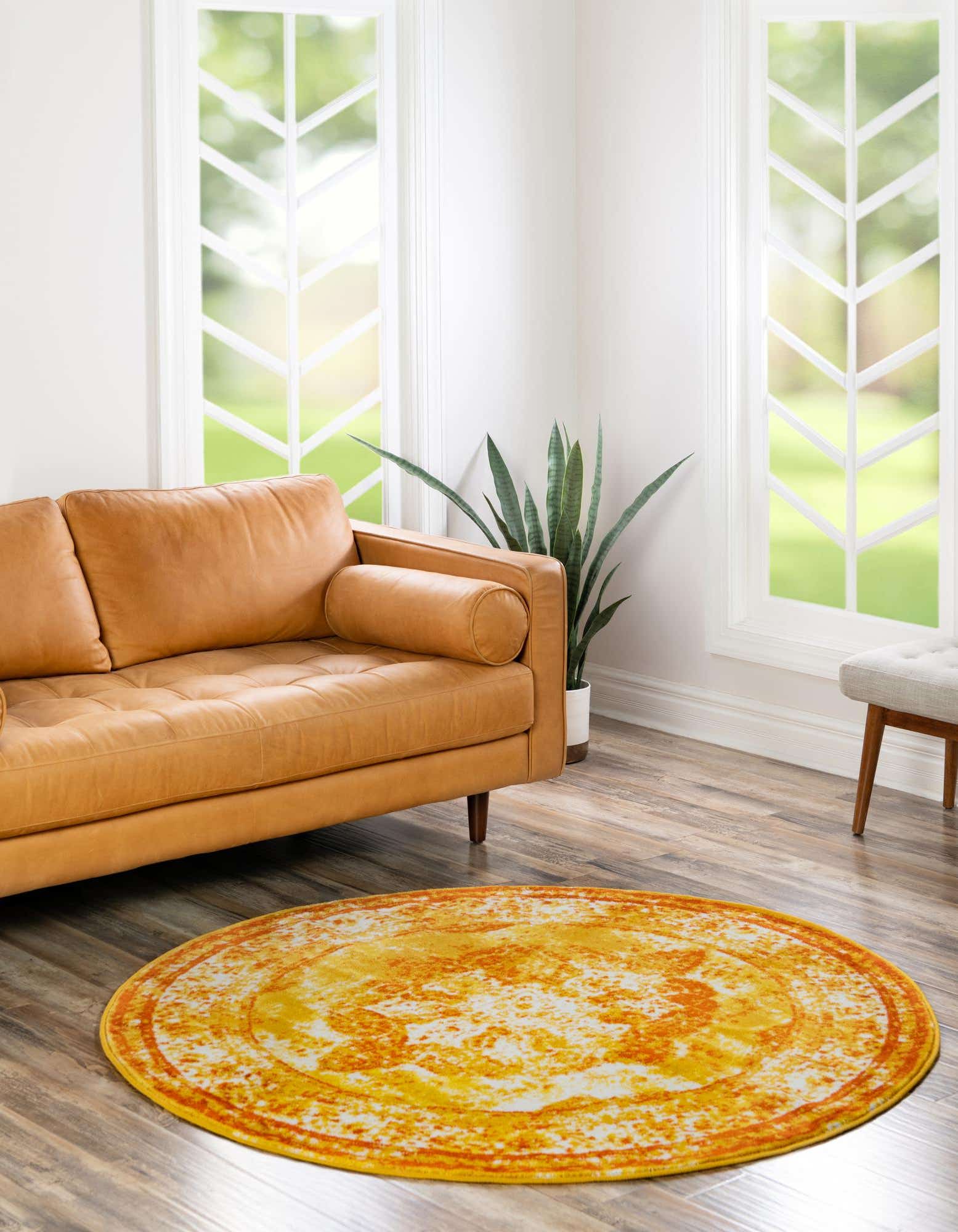 Unique Loom 3147065 Sofia 7 x 7 (ft) Loomed Polypropylene Orange Round Indoor Area rug