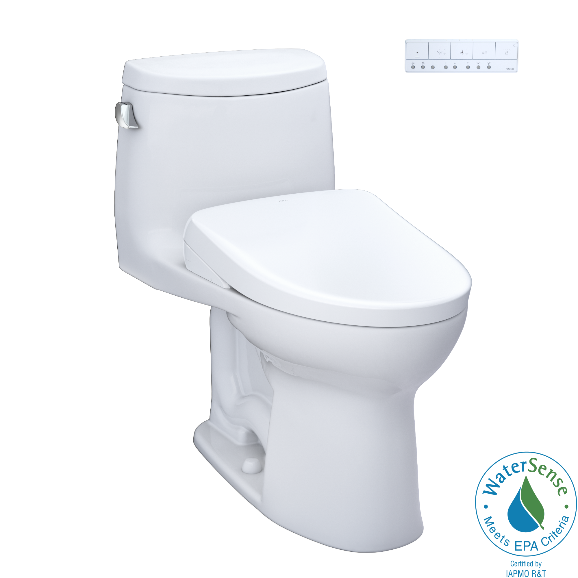 TOTO TOTO WASHLET+ UltraMax II One-Piece Elongated 1.28 GPF Toilet with Auto Flush WASHLET+ S7 Contemporary Bidet Seat, Cotton White -  MW6044726CEFGA#01