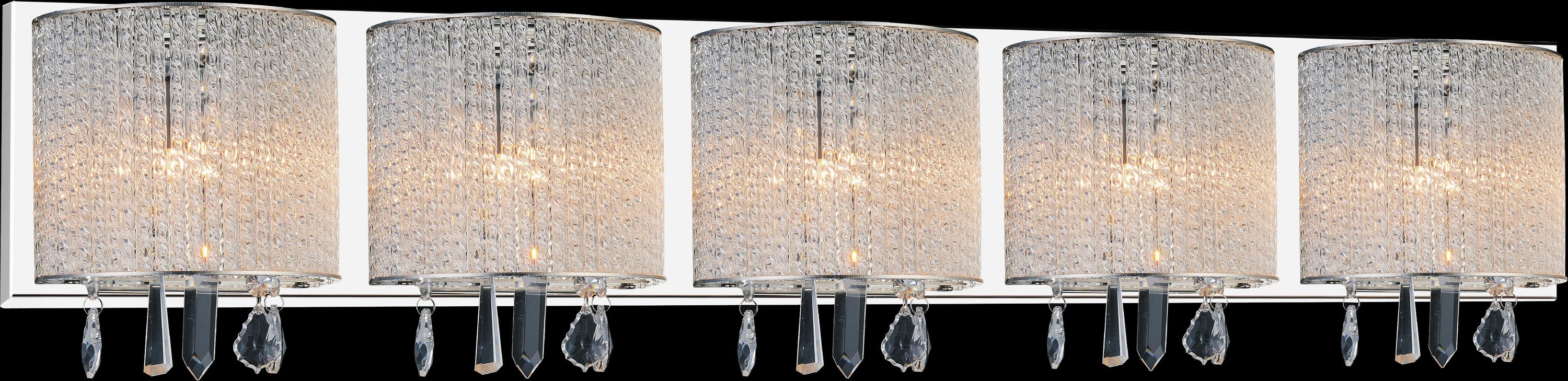 CWI Lighting 5562W42C-5 CLEAR Benson 42-in 5-Light Chrome LED Traditional Vanity Light