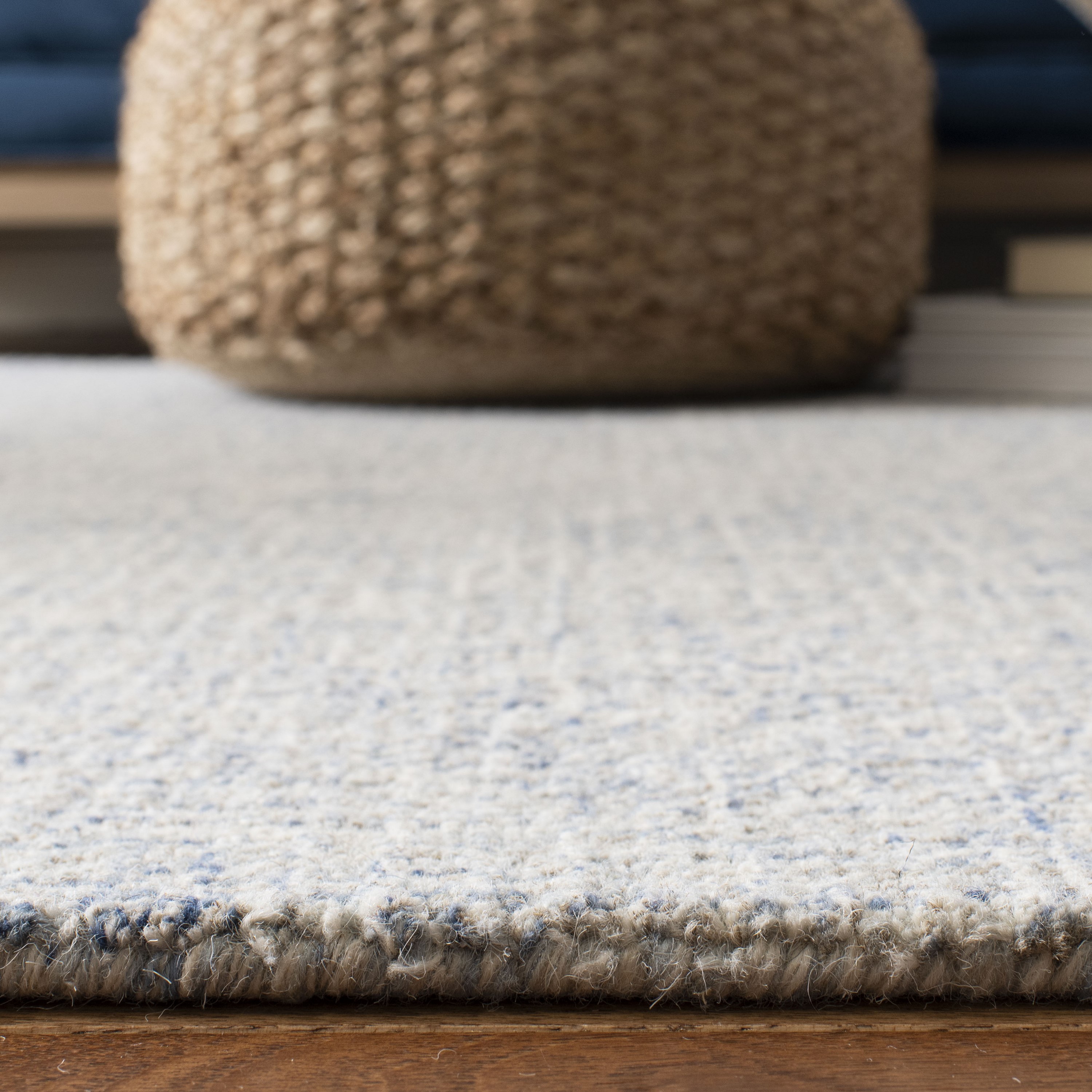 Handmade Abstract Blue Wool Area Rug, Easy Care, 4' x 6'