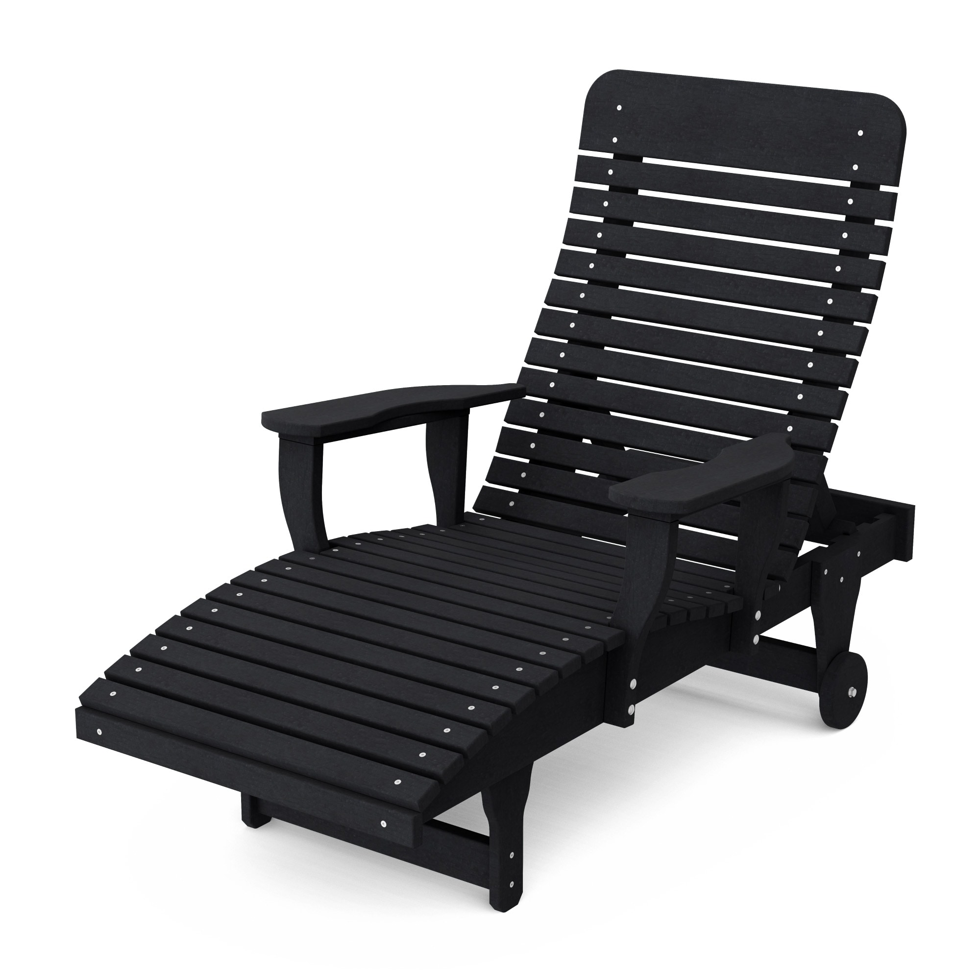 Wildridge LCC-460-BK Signature Black Plastic Frame Stationary Chaise Lounge Chair with Black Slat Seat