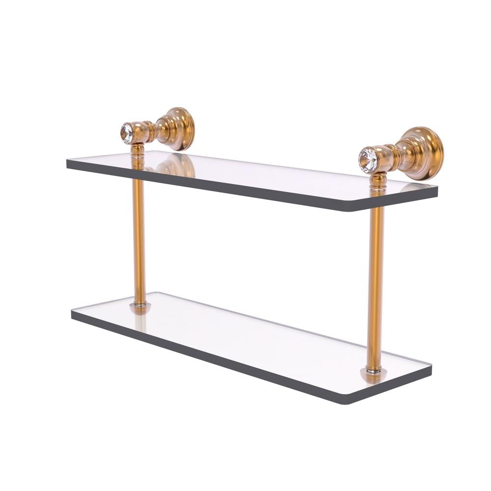 Allied Brass CC-2-16-BBR Carolina Crystal Brushed Bronze 2 -Tier Wall mount Bathroom Shelf ( 16-in x 9.2-in x 5-in )