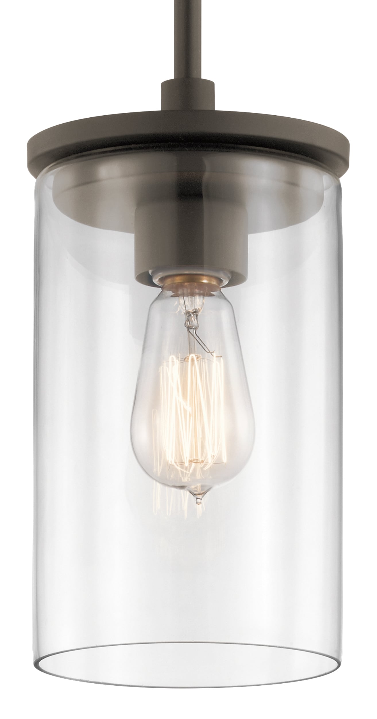 Kichler Crosby Olde Bronze Transitional Clear Glass Cylinder Mini (Less  Than 10-in) Hanging Mini