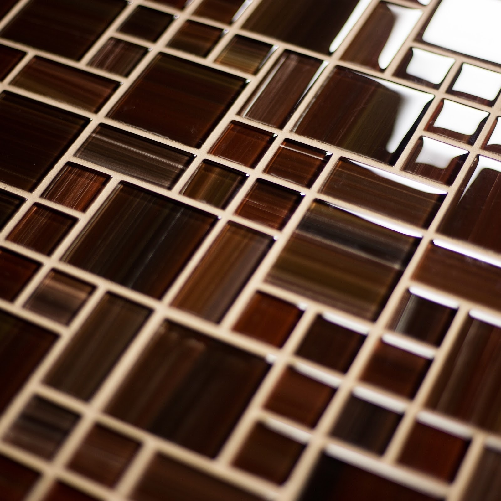 Handicraft II 12-in x 12-in Chocolate Glass Mosaic Wall Tile