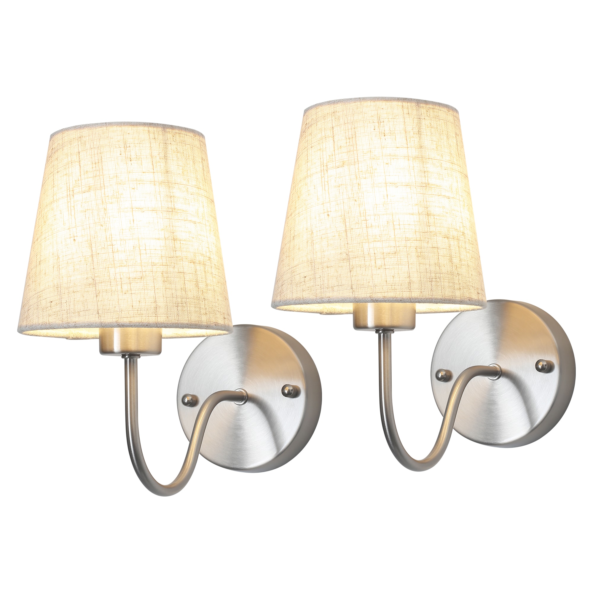 ZemSum set of 2 Silver 1-Light Modern/contemporary Metal Wall Sconce with Fabric Shade