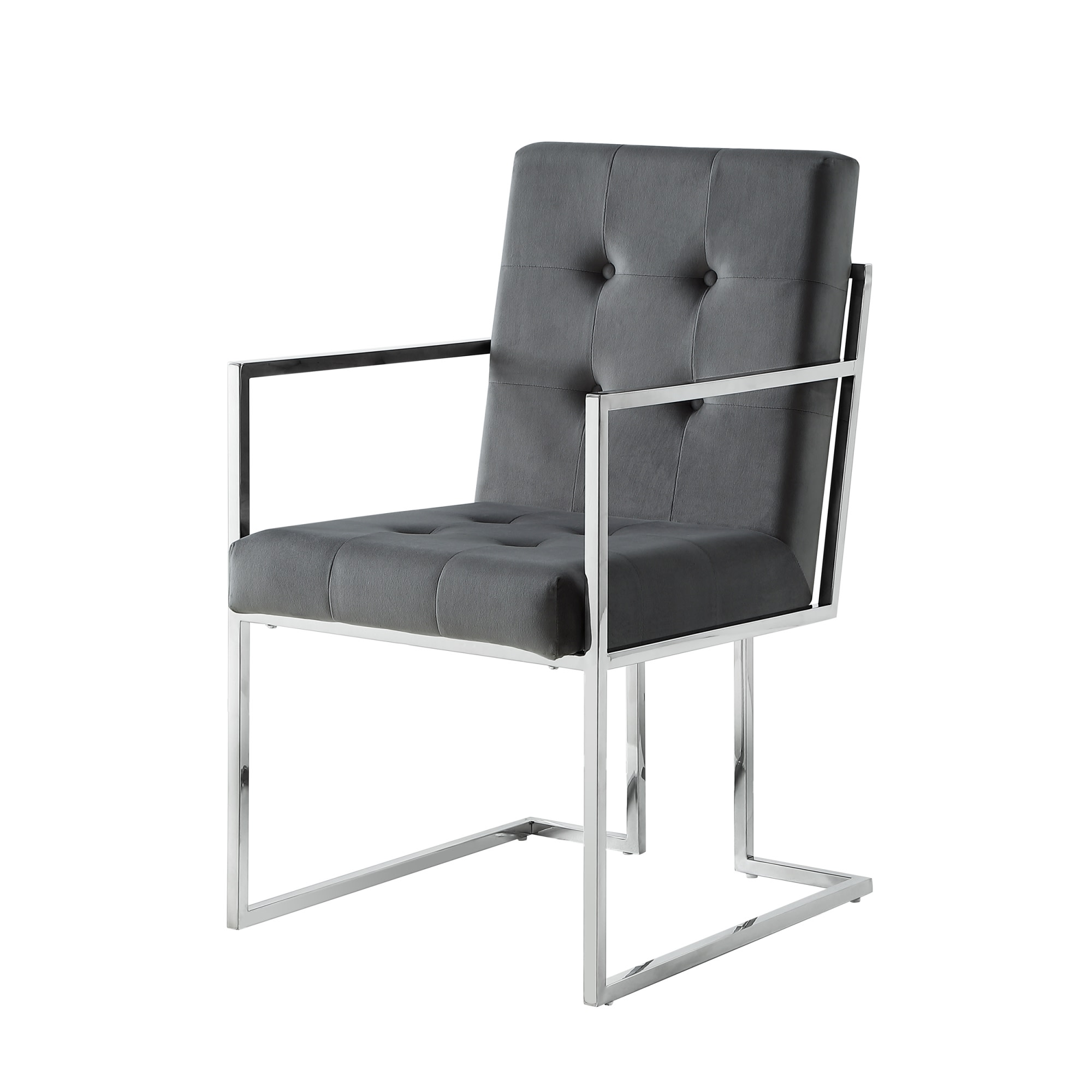 Inspired Home AD56-02GR2-LS Set of 2 Triniti Contemporary/Modern Velvet Upholstered Dining Arm Chair (Metal Frame)