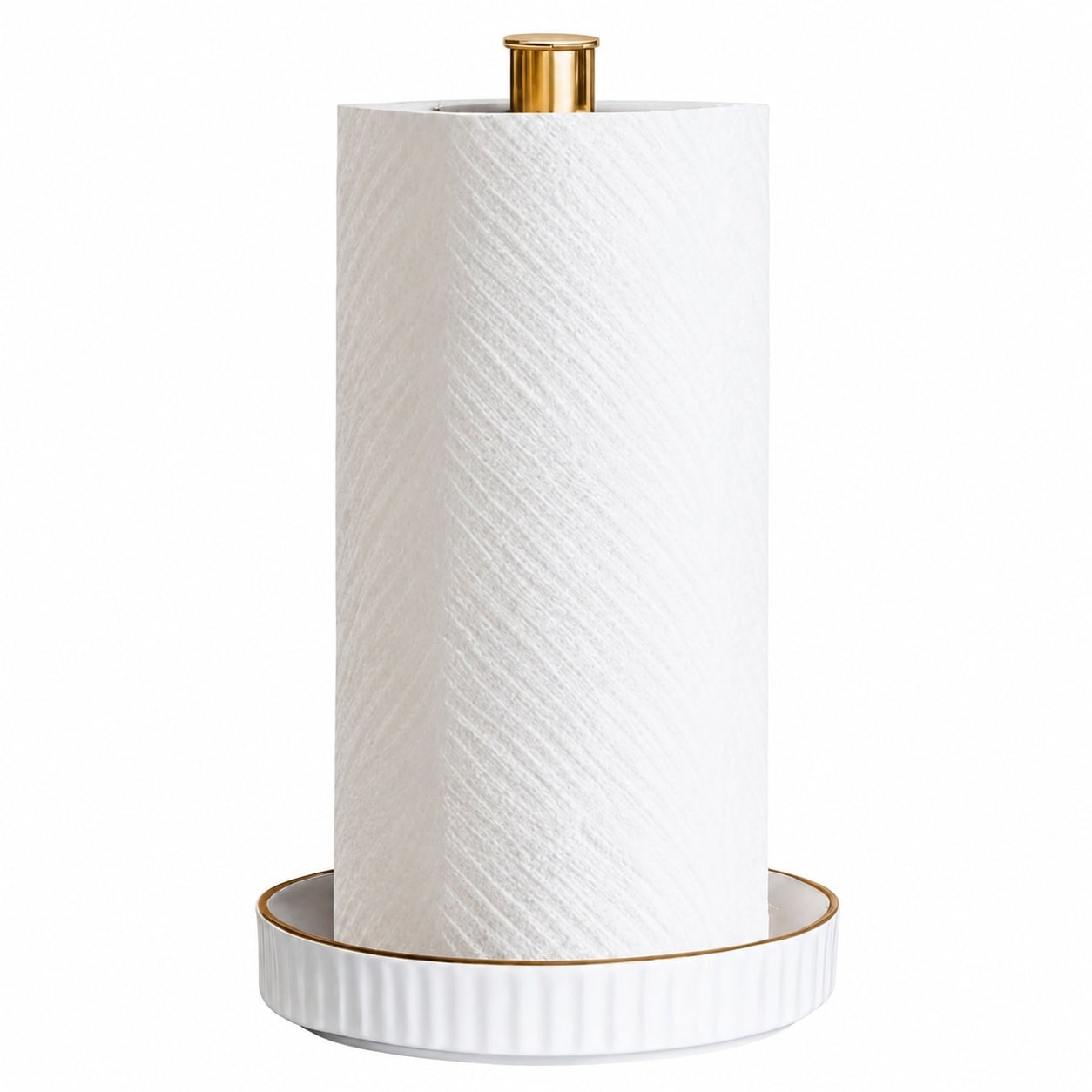 Aoibox  Gold Ceramic Base Paper Towel Holder Countertop Stand 7 in Diameter x 12 5 in Height Stable and Elegant