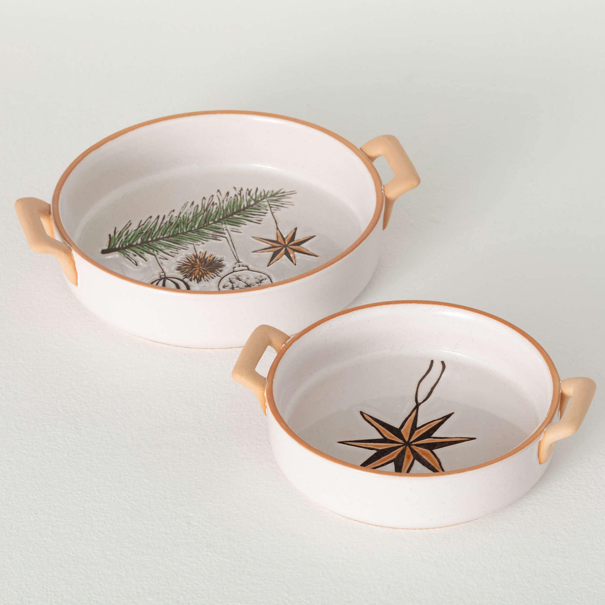 Sullivans PN4207  8.75-in. and 10.75-in. White Christmas Serving Bowl Set of 2