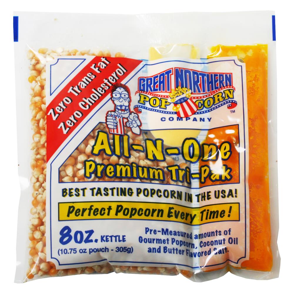 GREAT NORTHERN POPCORN COMPANY - Popcorn Packs, Pre-Measured, Movie Theater  Style, All-in-One Kernel, Salt, Oil Packets for Popcorn Machines, 8 Ounce  (Pack of 24)