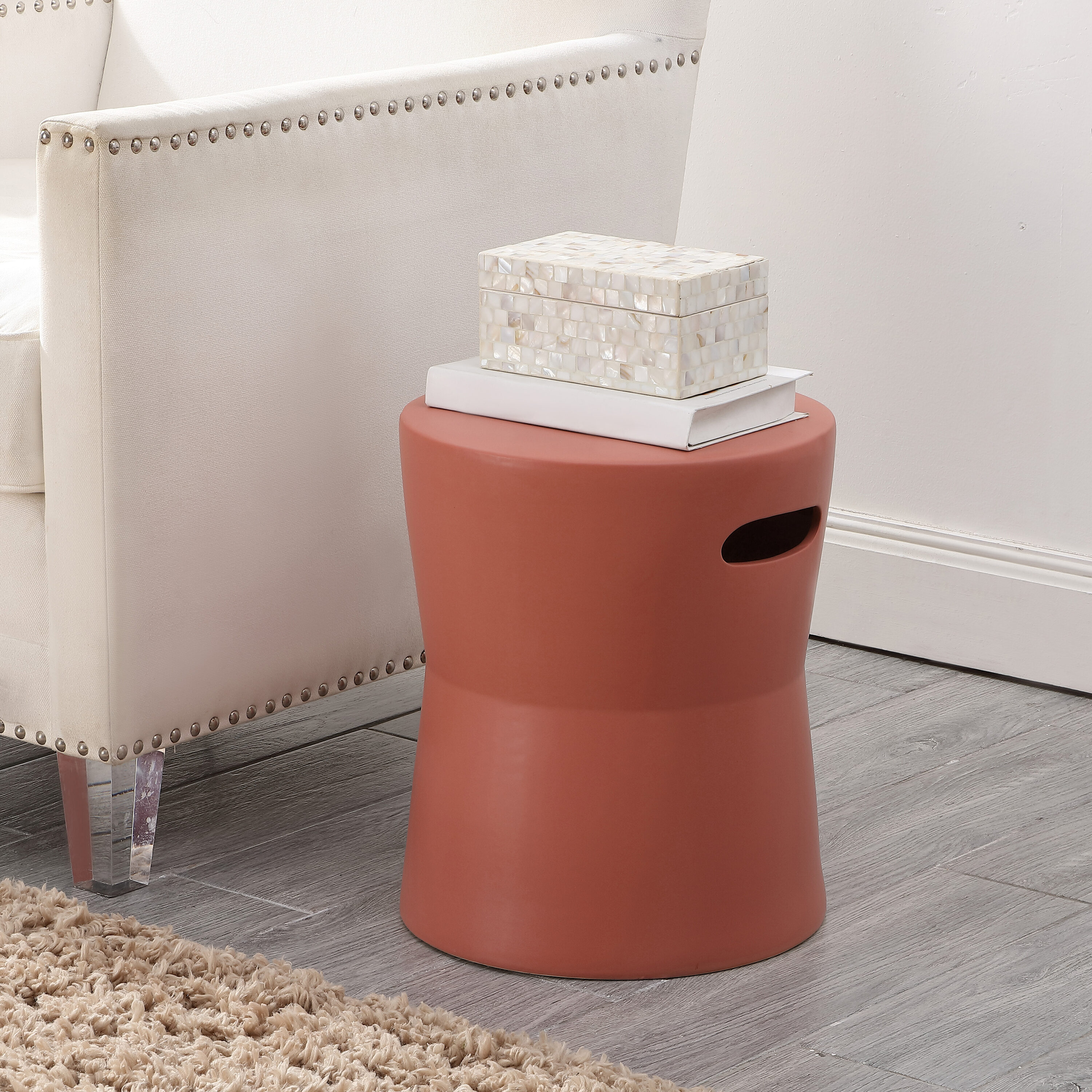  Dijera 16 Inch Terracotta Ceramic Garden Stool