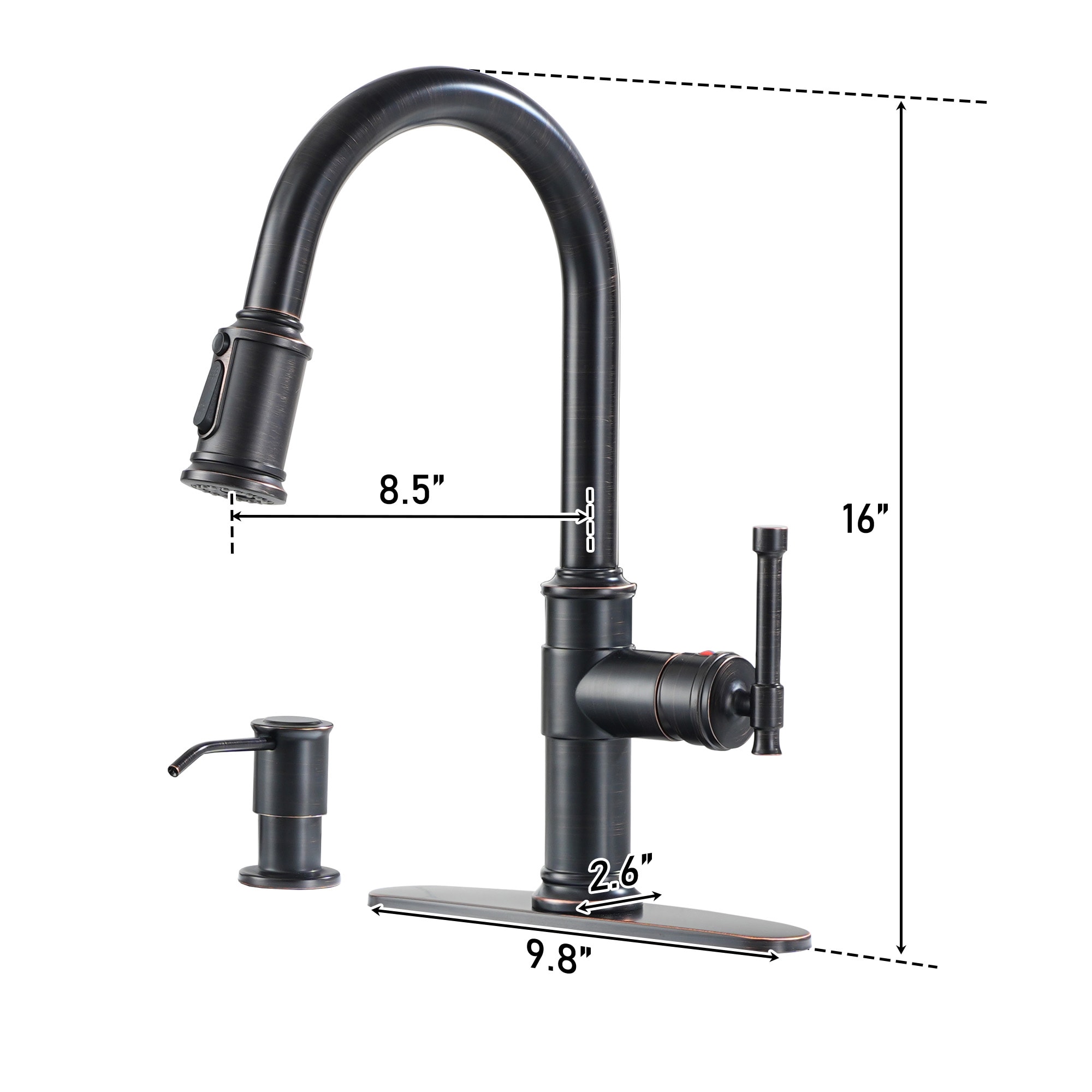 Clihome Kitchen Faucet with Soap Dispenser Oil-Rubbed Bronze Single ...